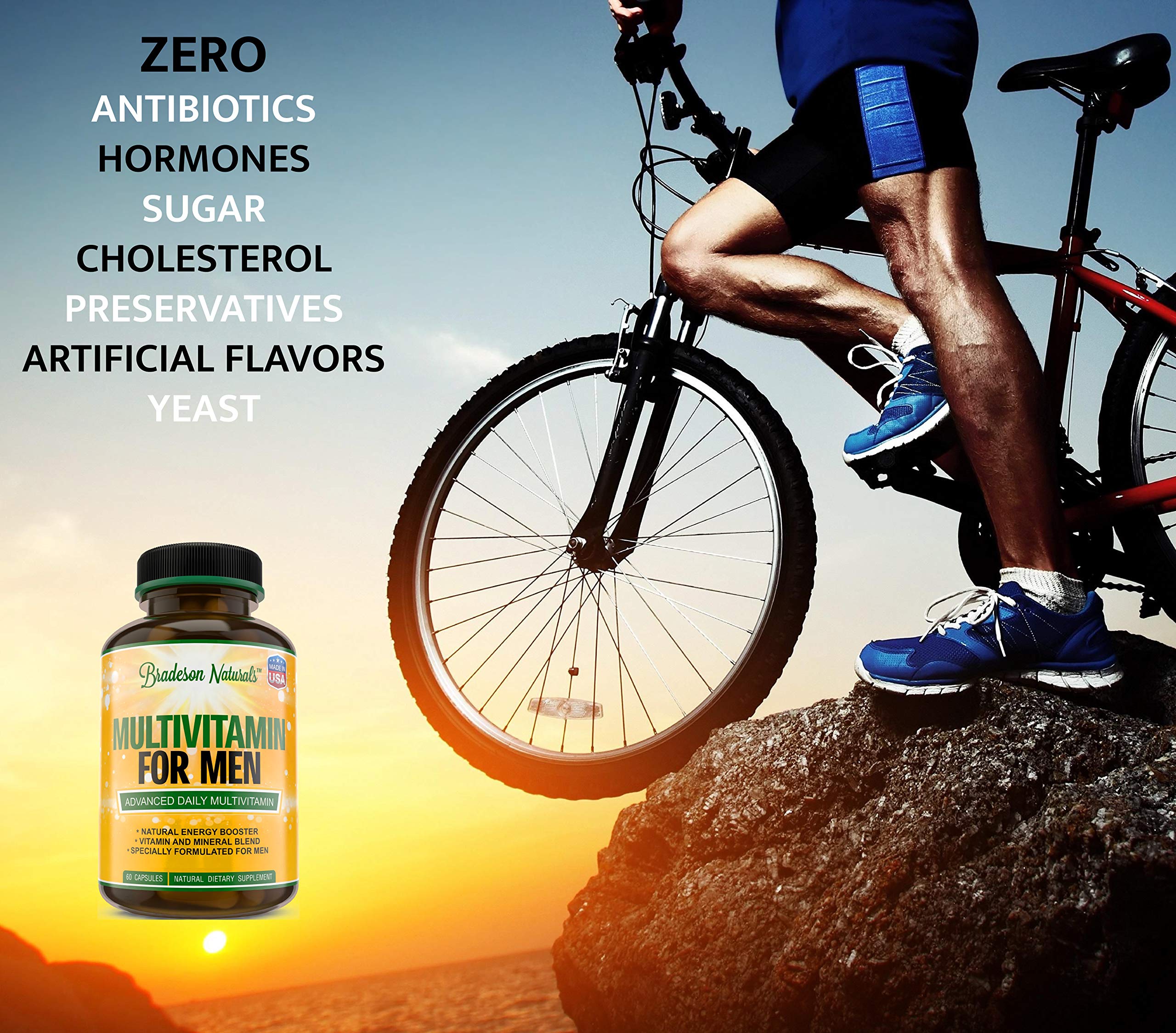 Bradeson Naturals Men's Multivitamin Supplement for Energy, Focus and Performance. Mens Vitamins A, C, D, E & B12, Zinc, Calcium, Magnesium & More. Multi Vitamin 60 Capsules Made in The USA Bradeson Naturals buy supplements canada