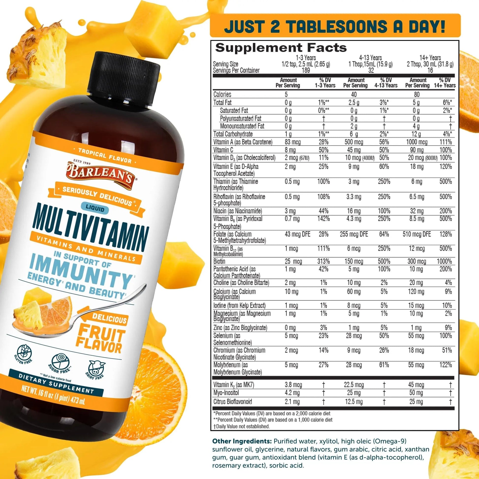 Barlean's Liquid Multivitamin for Women, Men & Kids, 21 Essential Vitamins & Minerals, Includes Biotin, B-Complex Barlean's buy supplements canada