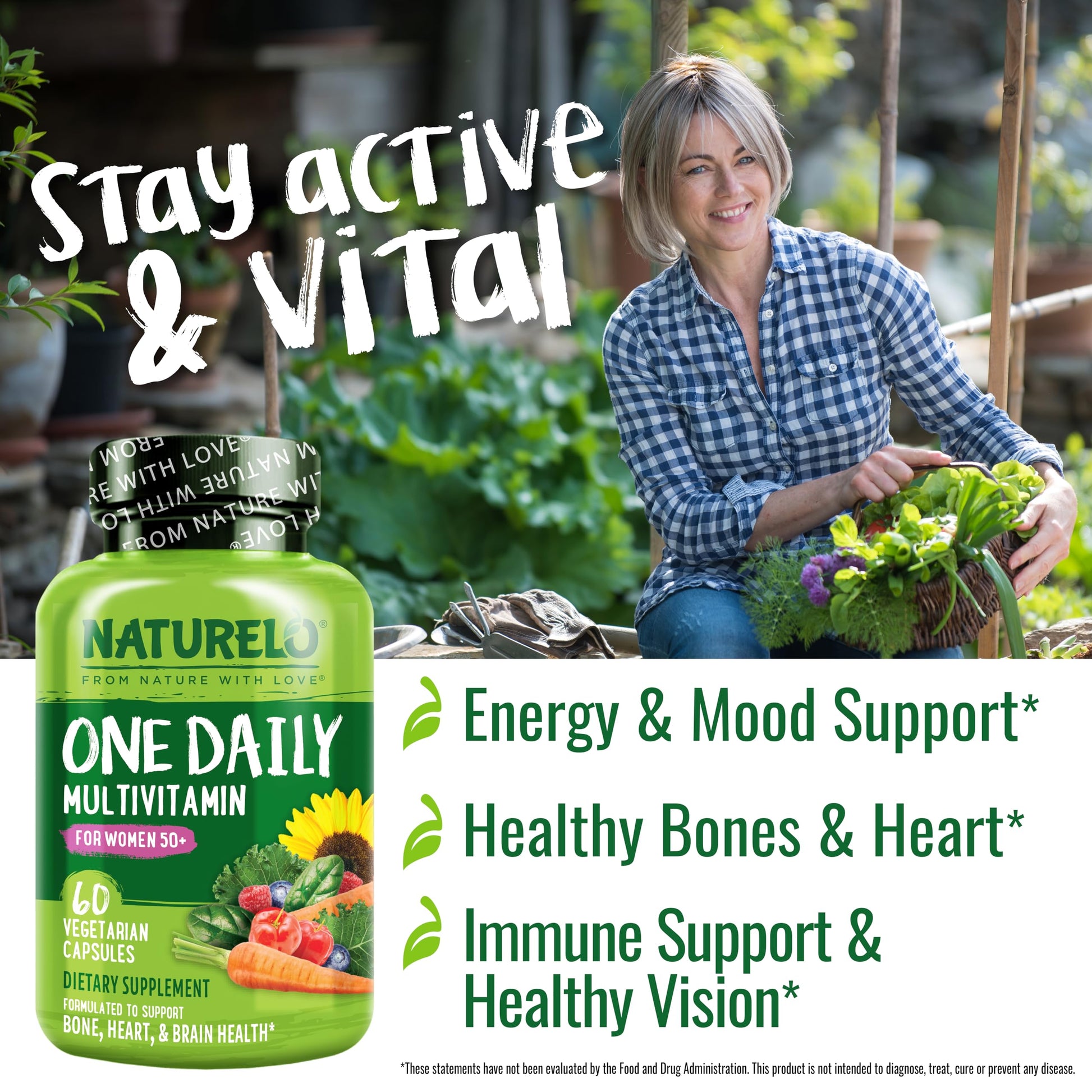 NATURELO One Daily Multivitamin for Women 50+ (Iron Free) - Menopause Support for Women Over 50 - Whole Food Supplement - Non-GMO - No Soy - 60 Capsules - 2 Month Supply NATURELO buy supplements canada