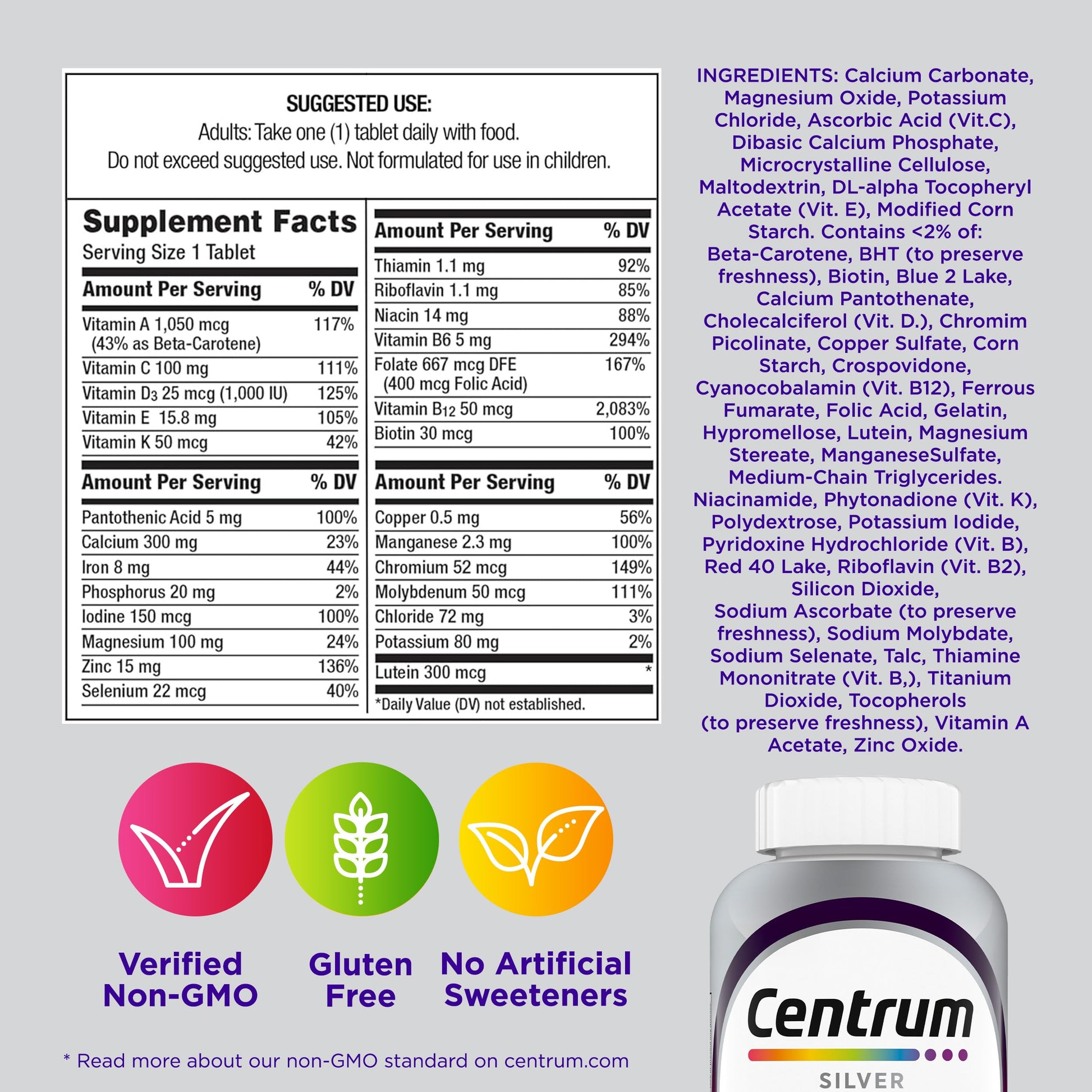 Centrum Silver Women's Multivitamin for Women 50 Plus, Multivitamin/Multimineral Supplement with Vitamin D3, B Vitamins, Non-GMO Ingredients Centrum buy supplements canada