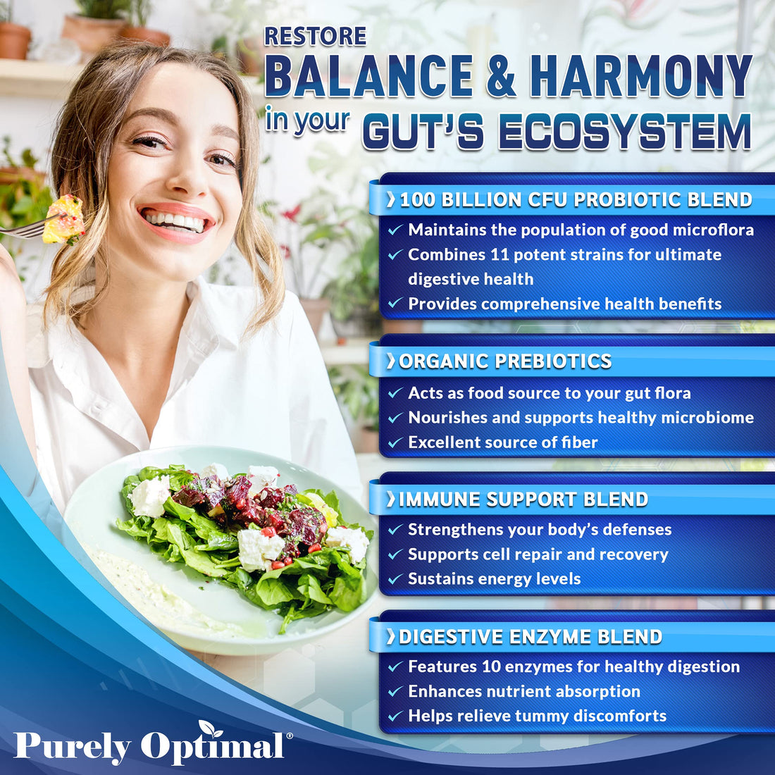 Purely Optimal Premium Probiotics 100 Billion CFU w/Digestive Enzymes Purely Optimal buy supplements canada
