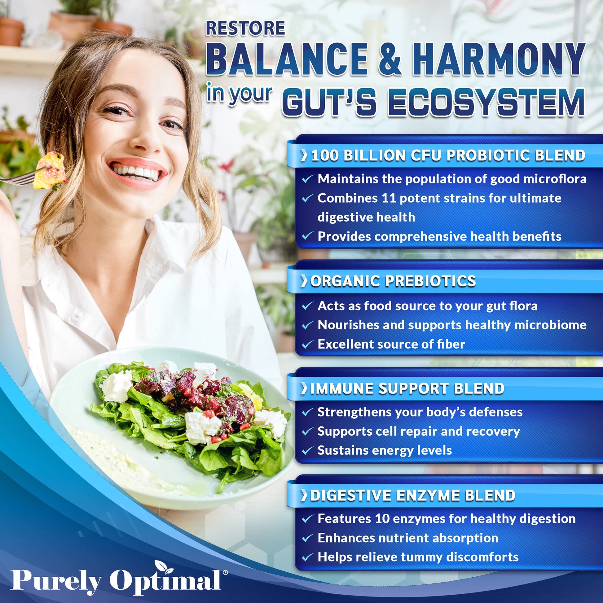 Purely Optimal Premium Probiotics 100 Billion CFU w/Digestive Enzymes Purely Optimal buy supplements canada