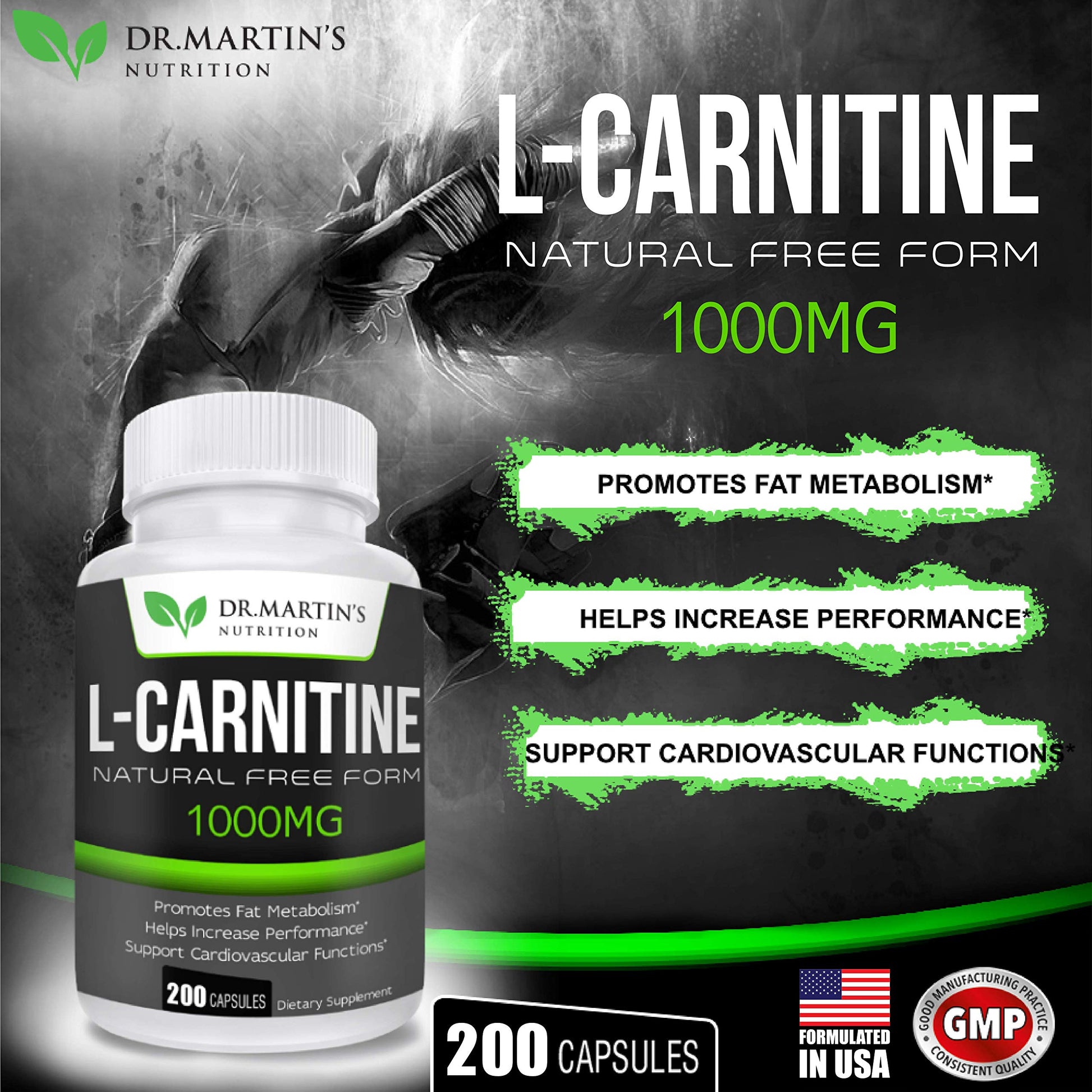 DR. MARTIN'S NUTRITION Extra Strength L-Carnitine - 200 Capsules - 1000mg Per Serving DR. MARTIN'S NUTRITION buy supplements canada