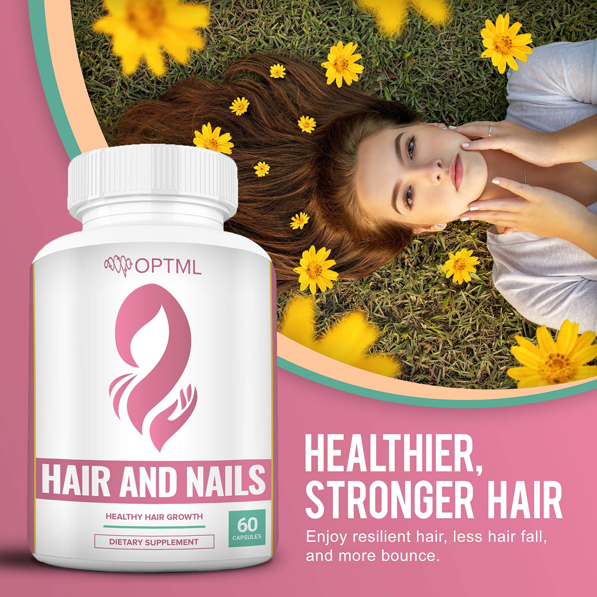 OPTML Hair and Nail Vitamins for Hair Growth and Thickness, Biotin-Infused Hair Pills, Hair Vitamins for Faster Hair Growth and Healthy Nails, for Women and Men, 60 Capsules OPTML buy supplements canada