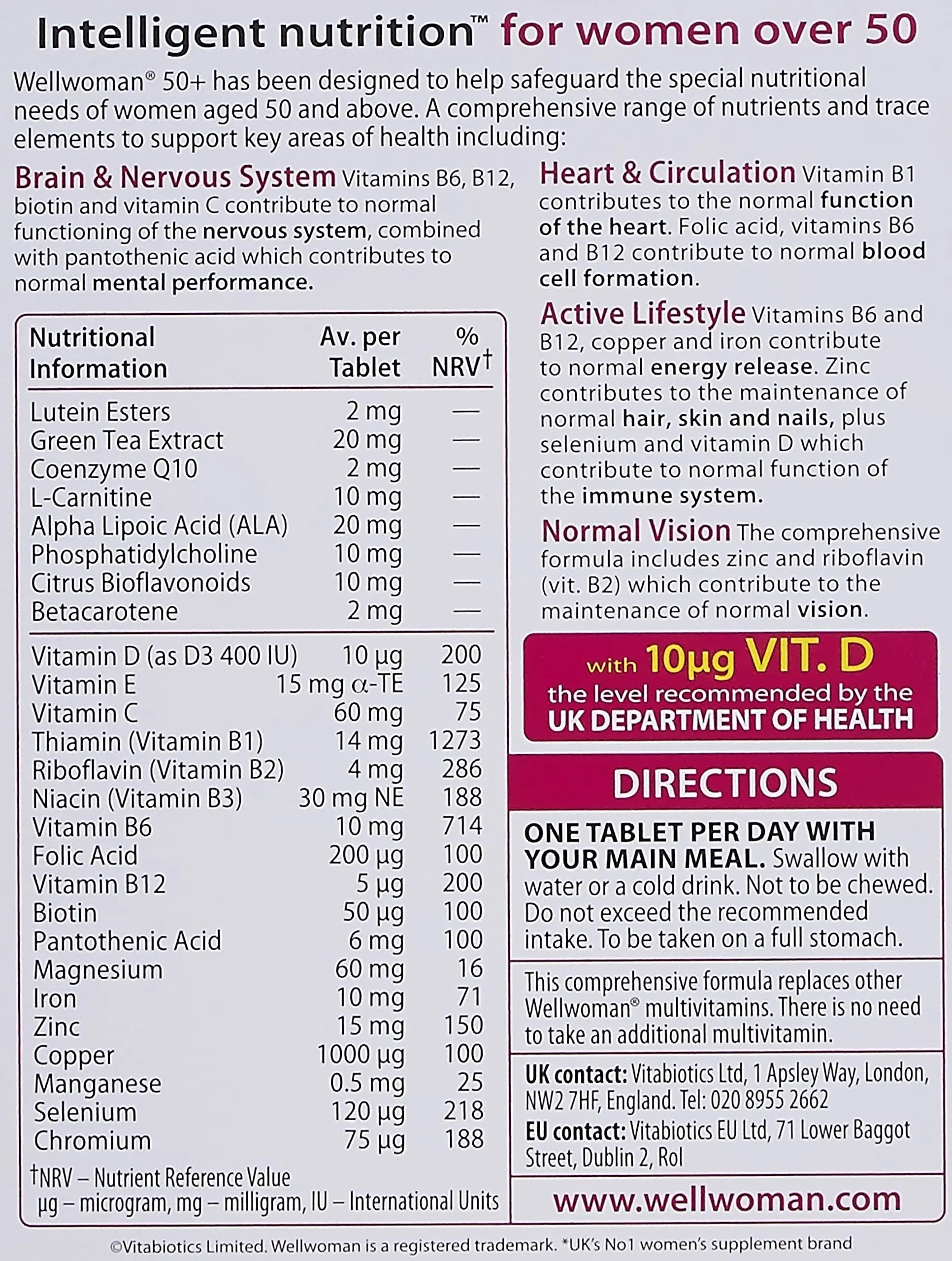 Wellwoman Vitabiotics 50+ 30 Tablets Wellwoman buy supplements canada