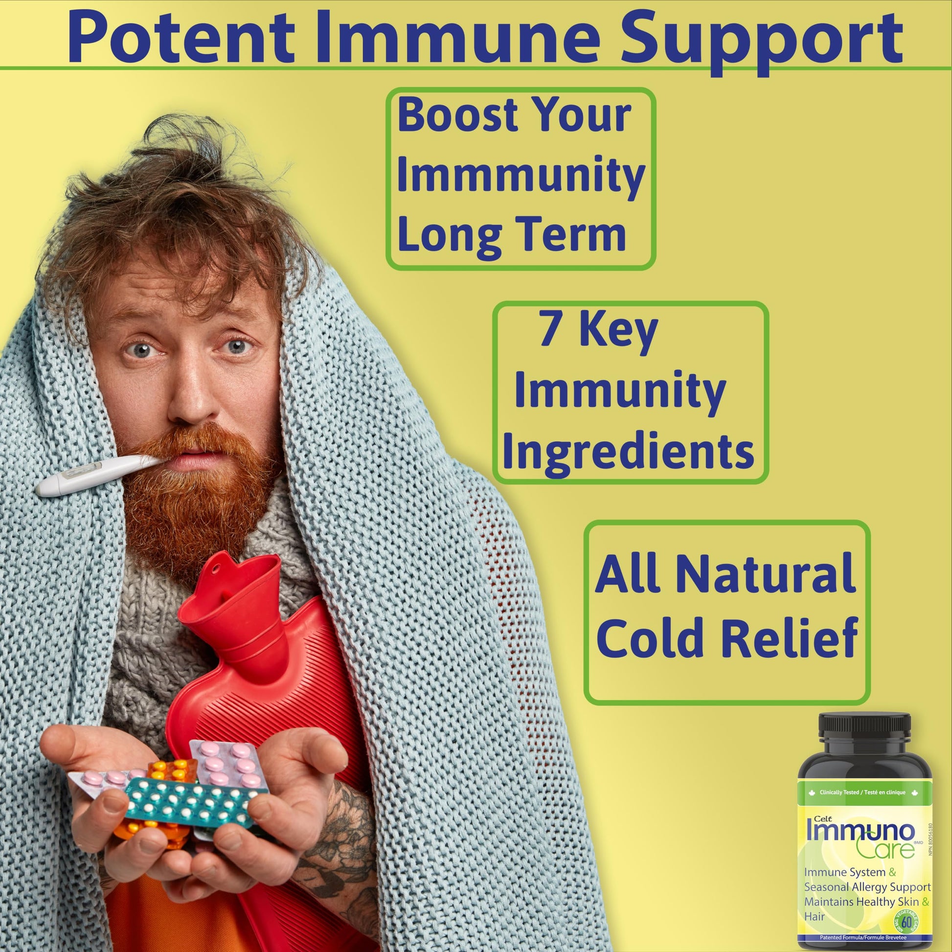Celt Immunocare 60 v-caps - Potent Seasonal Allergy Blend - Adult Immunity Support - Cholesterol Modulator - Plant Sterols Ultra Strength - 7 Key Immunity Enhancing Ingredients Celt Immuno-Care buy supplements canada