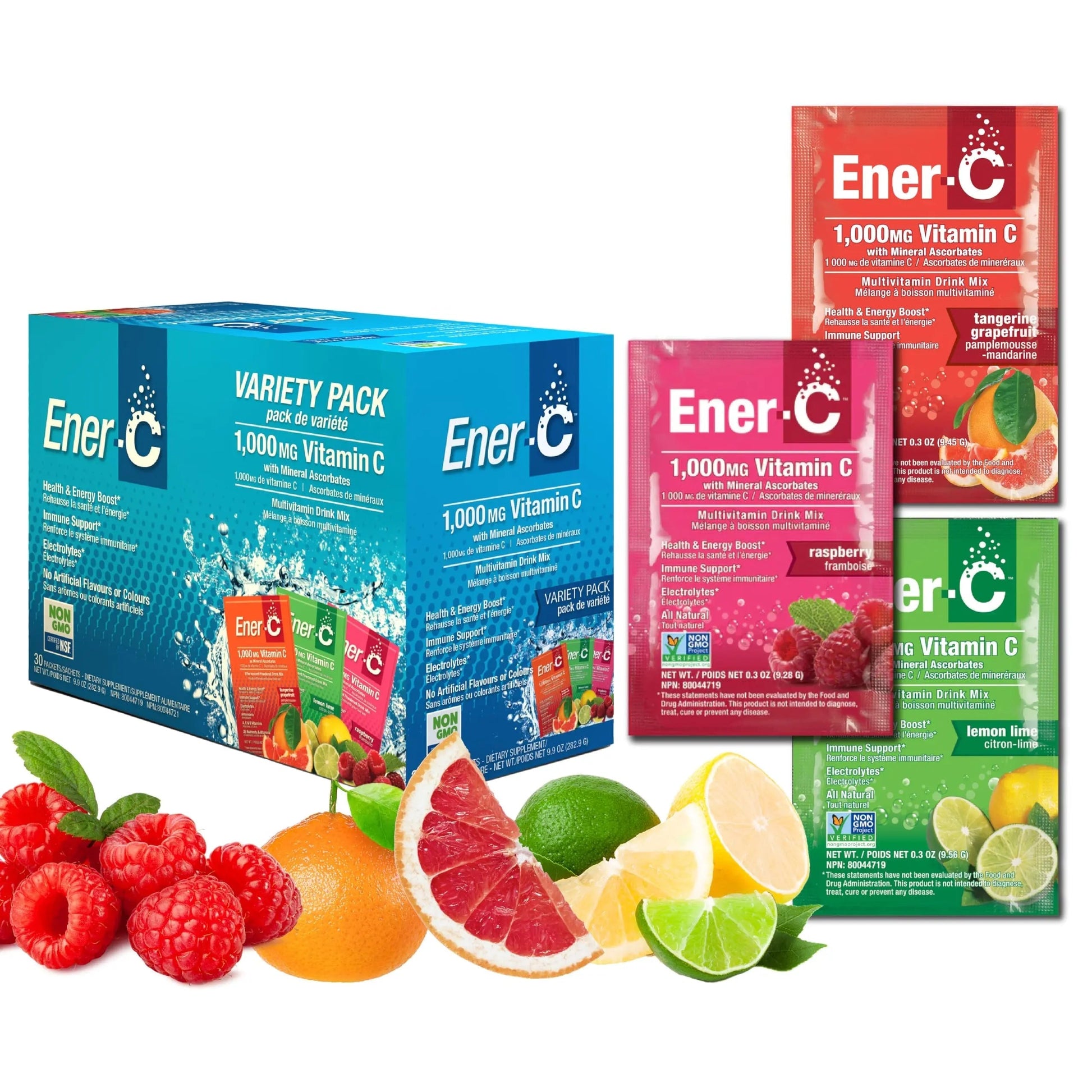 Ener-C Variety Pack Multivitamin Drink Mix Powder Vitamin C 1000mg & Electrolytes with Real Fruit Juice Natural Energy & Immune Support for Women & Men Ener-C buy supplements canada