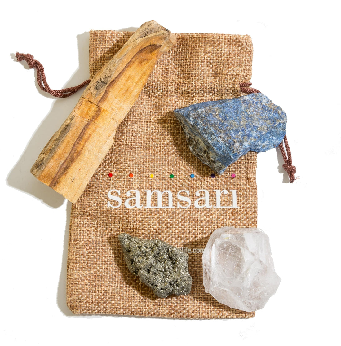 5PCS SAMSARI Abundance XL Crystals Healing Set - (Pyrite, Lapis Lazuli, Clear Quartz), 1 Palo Santo Stick SAMSARI buy supplements canada