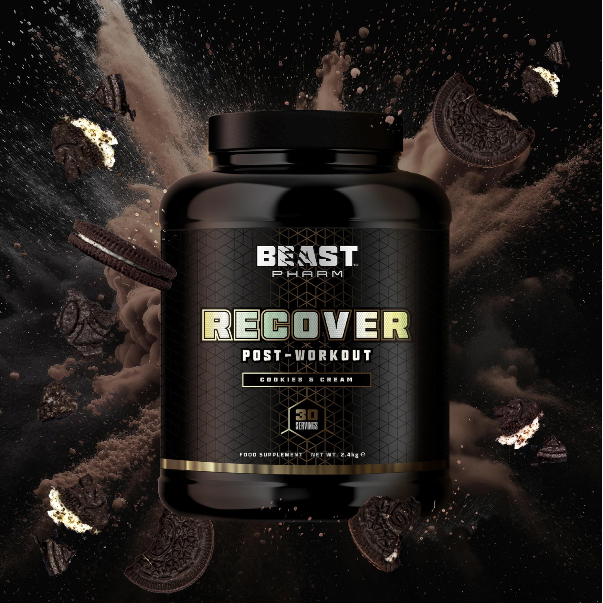Beast Pharm | Recover Whey Protein Powder | 2.4kg/30 Servings | Cookies & Cream Beast Pharm buy supplements canada
