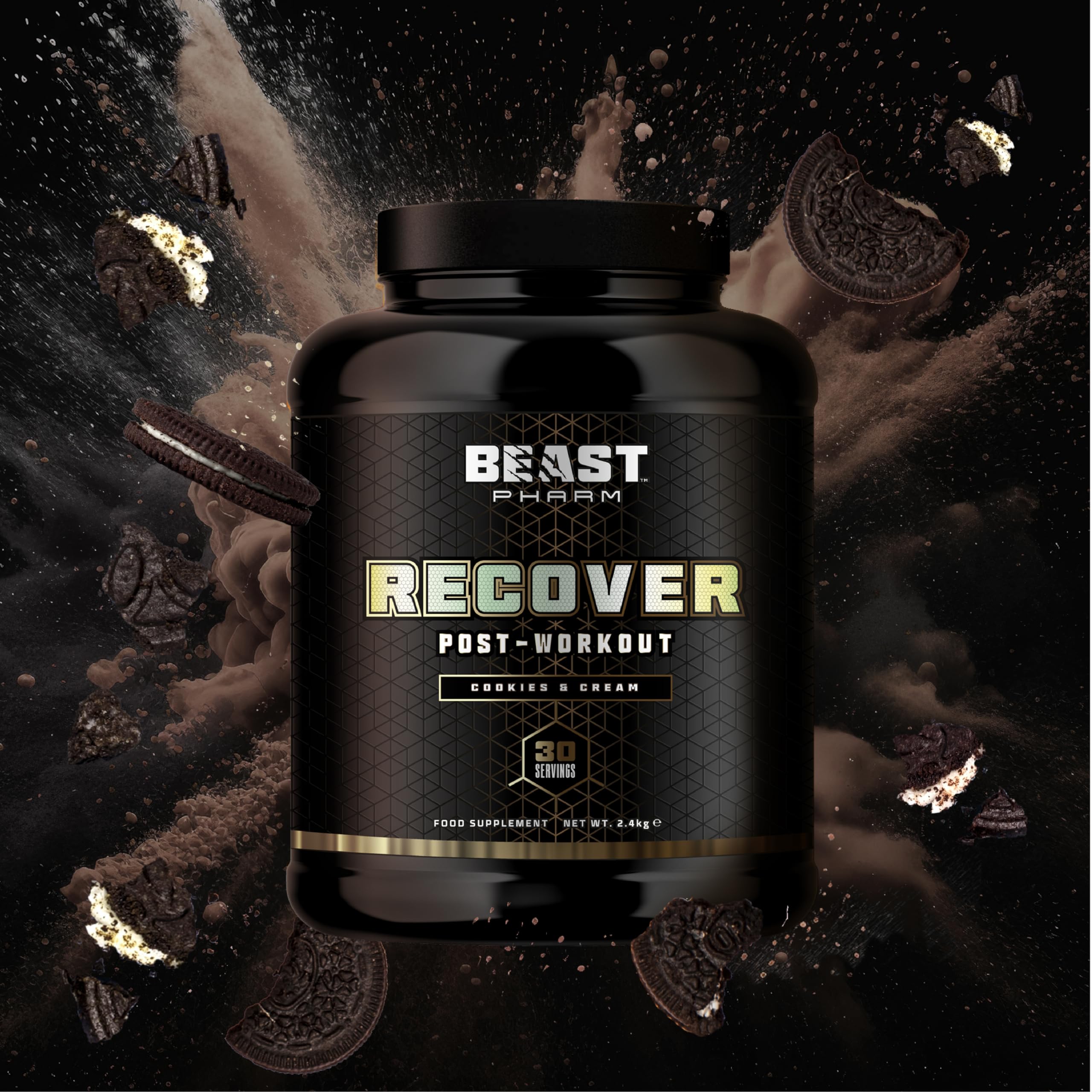 Beast Pharm | Recover Whey Protein Powder | 2.4kg/30 Servings | Cookies & Cream Beast Pharm buy supplements canada