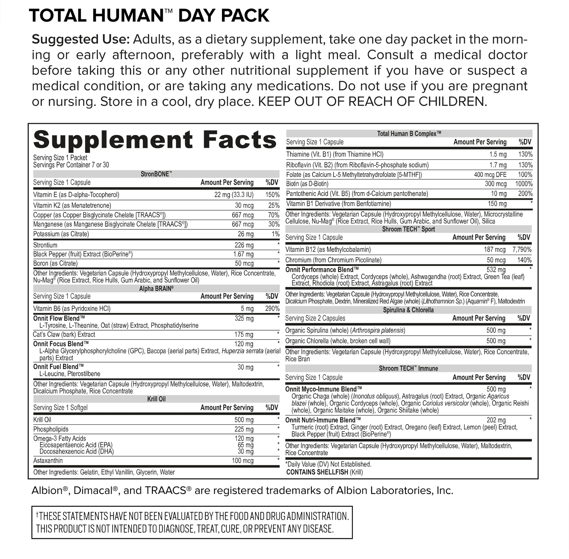 ONNIT Total Human Day and Night Vitamin Packs for Men and Women,Capsule, 30-Day ONNIT buy supplements canada