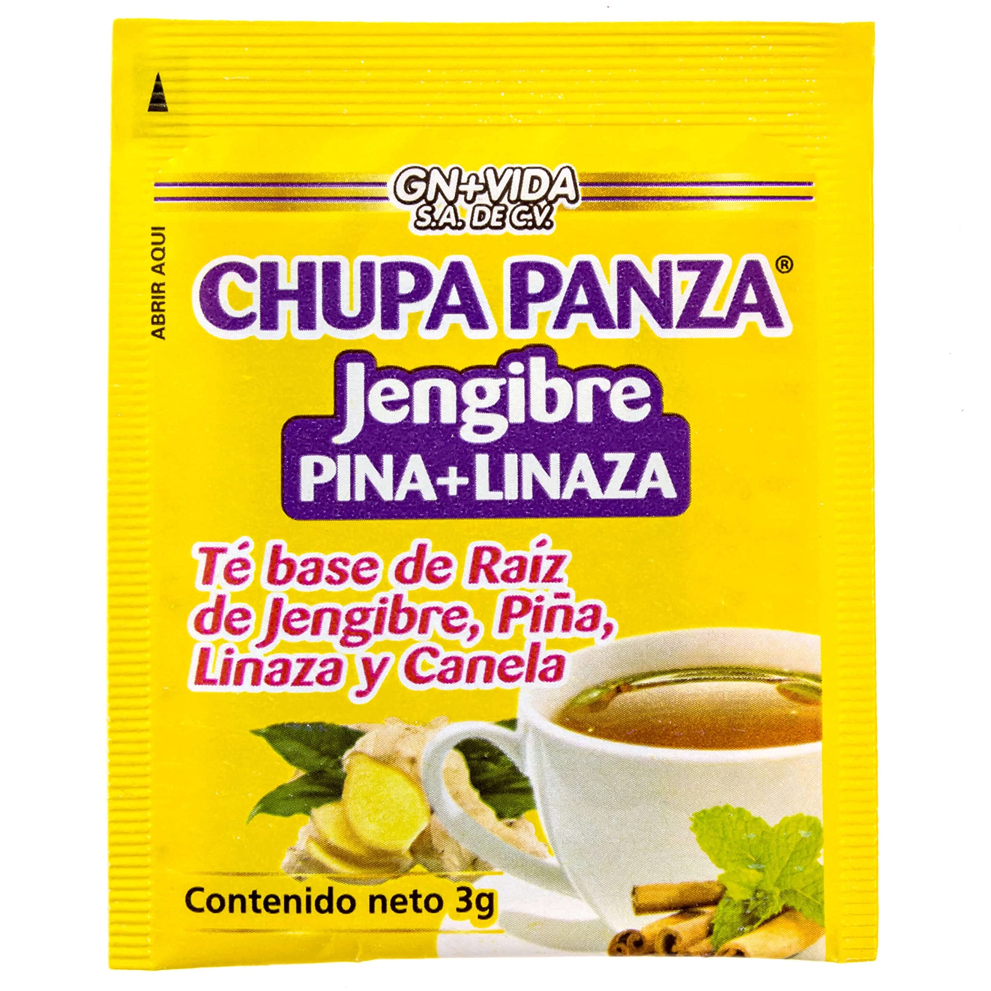 Tea CHUPA Panza, Tea Based ONGINGER Root, PINNEAPPLE, Flaxseed & Cinnamon GN+Vida buy supplements canada