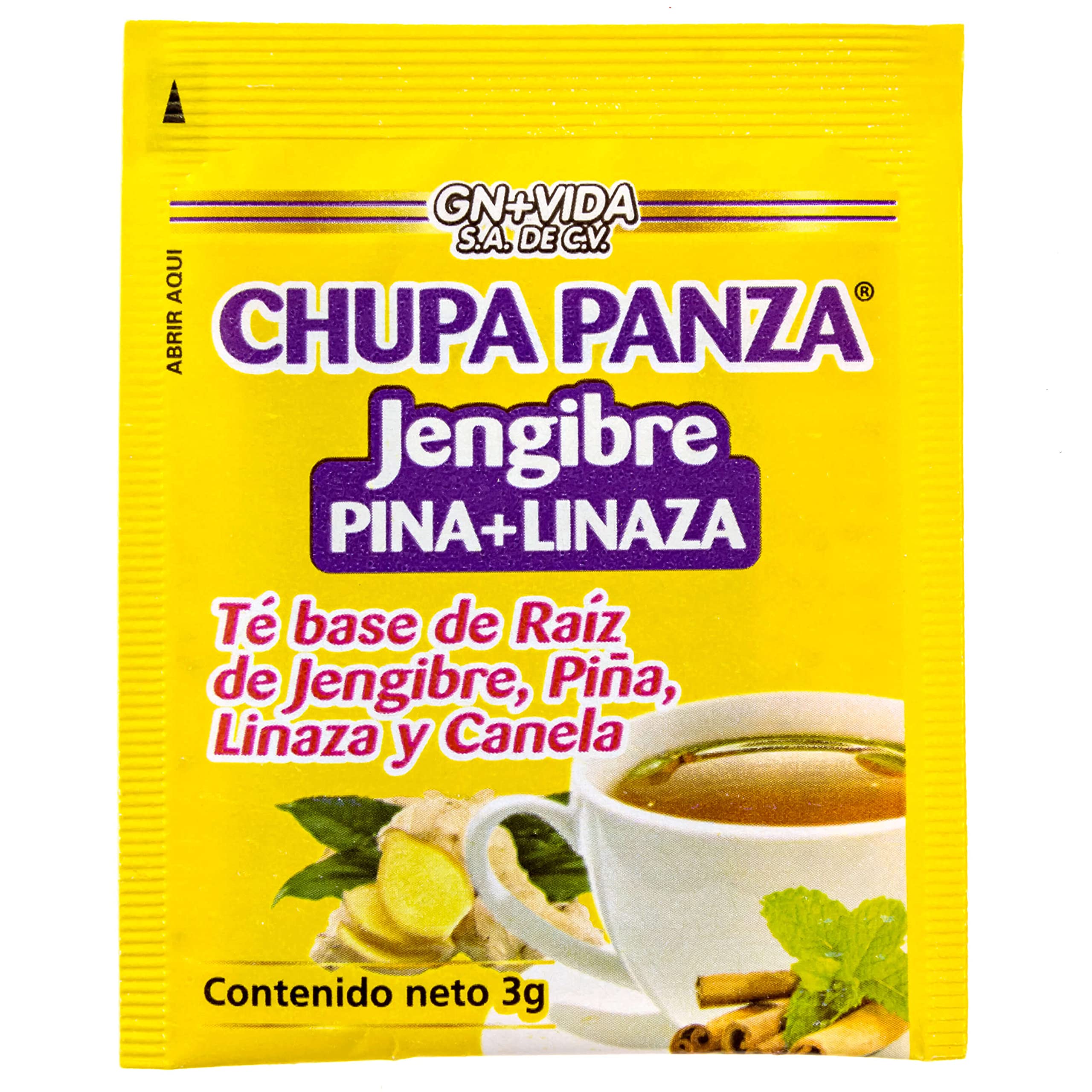 Tea CHUPA Panza, Tea Based ONGINGER Root, PINNEAPPLE, Flaxseed & Cinnamon GN+Vida buy supplements canada