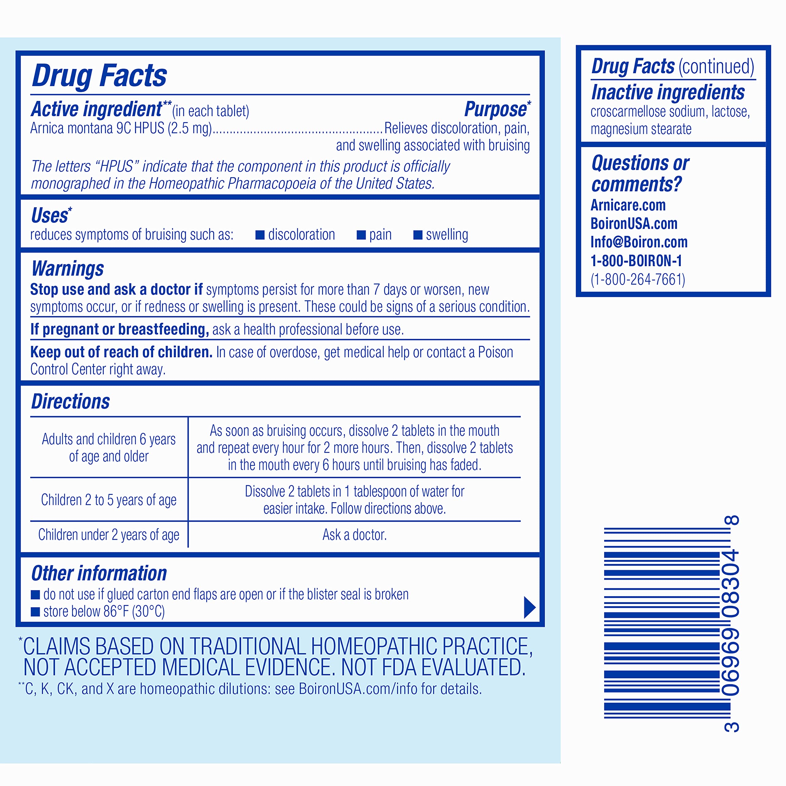 Boiron Arnicare Bruise for Relief of Pain or Swelling from Injuries, and Discoloration of Bruises - 60 Tablets Boiron buy supplements canada