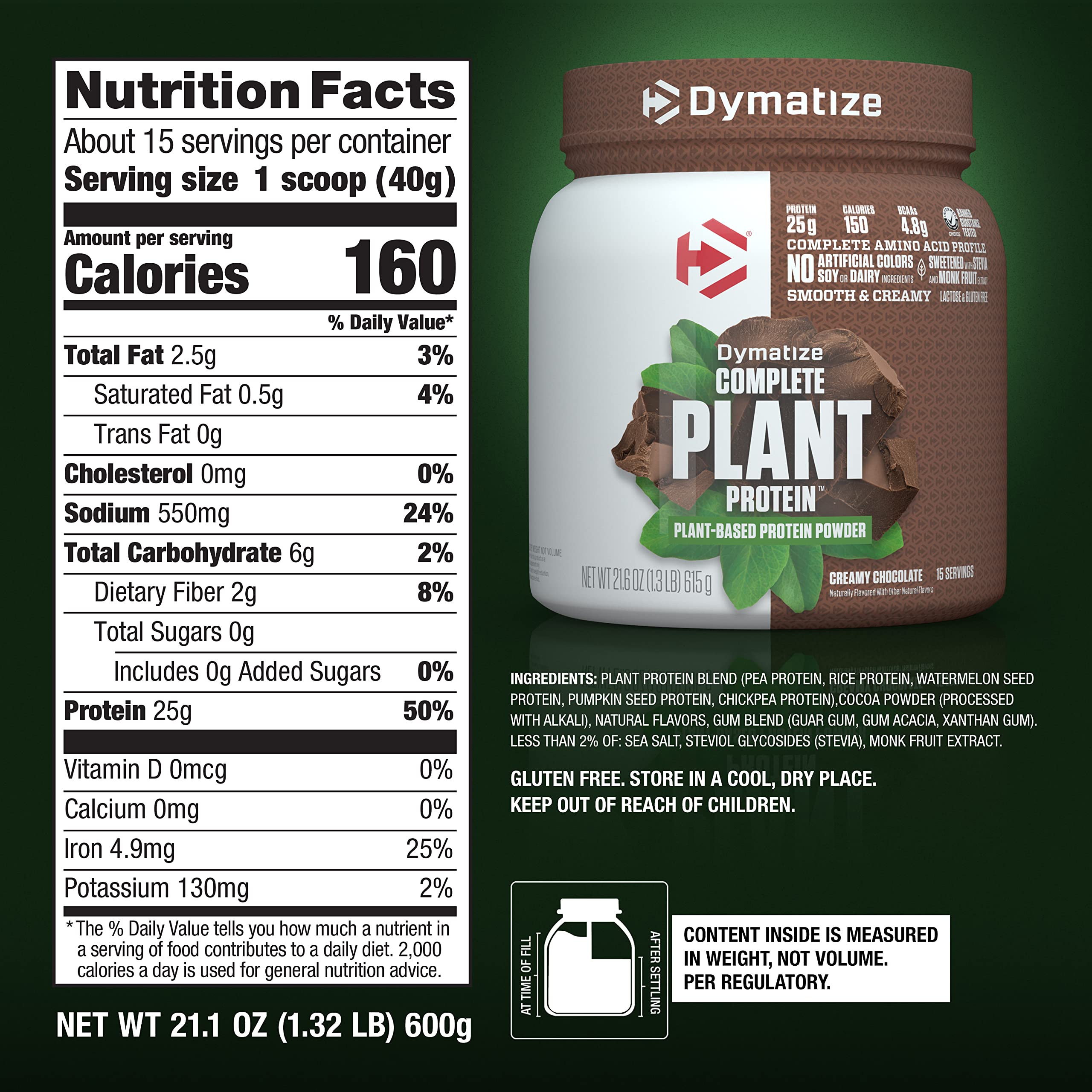 Dymatize Vegan Plant Protein, Creamy Chocolate, 25g Protein, 4.8g BCAAs, Complete Dymatize buy supplements canada
