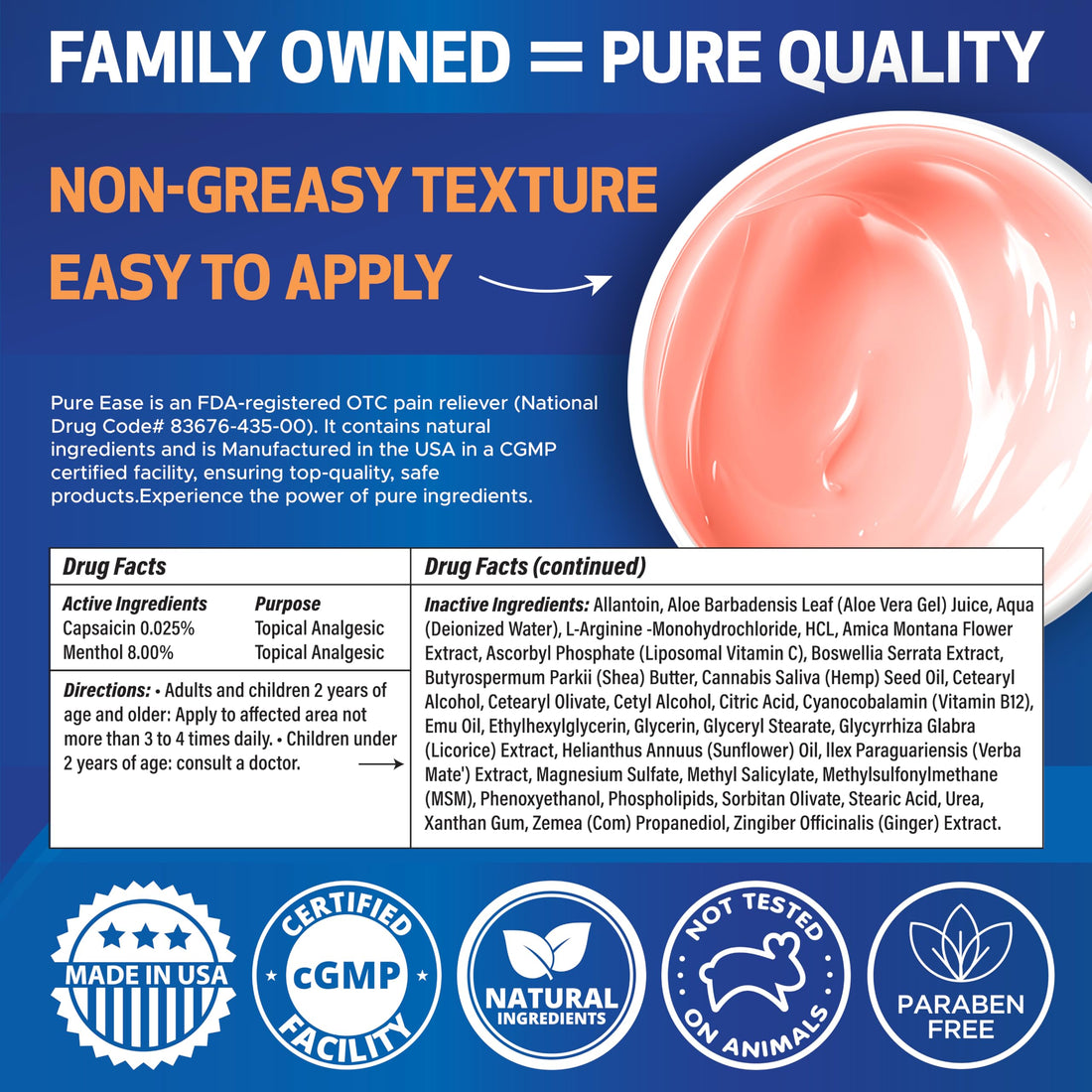 Pure Ease Arthritis Pain Relief Cream for Back 3 in 1 Maximum Instant Relief 2 OZ - Fast-Acting Muscle Pain Cream Extra Strength Joint & Knee - Powerful Formula for Neck Shoulder & Lower Back Pure Ease buy supplements canada