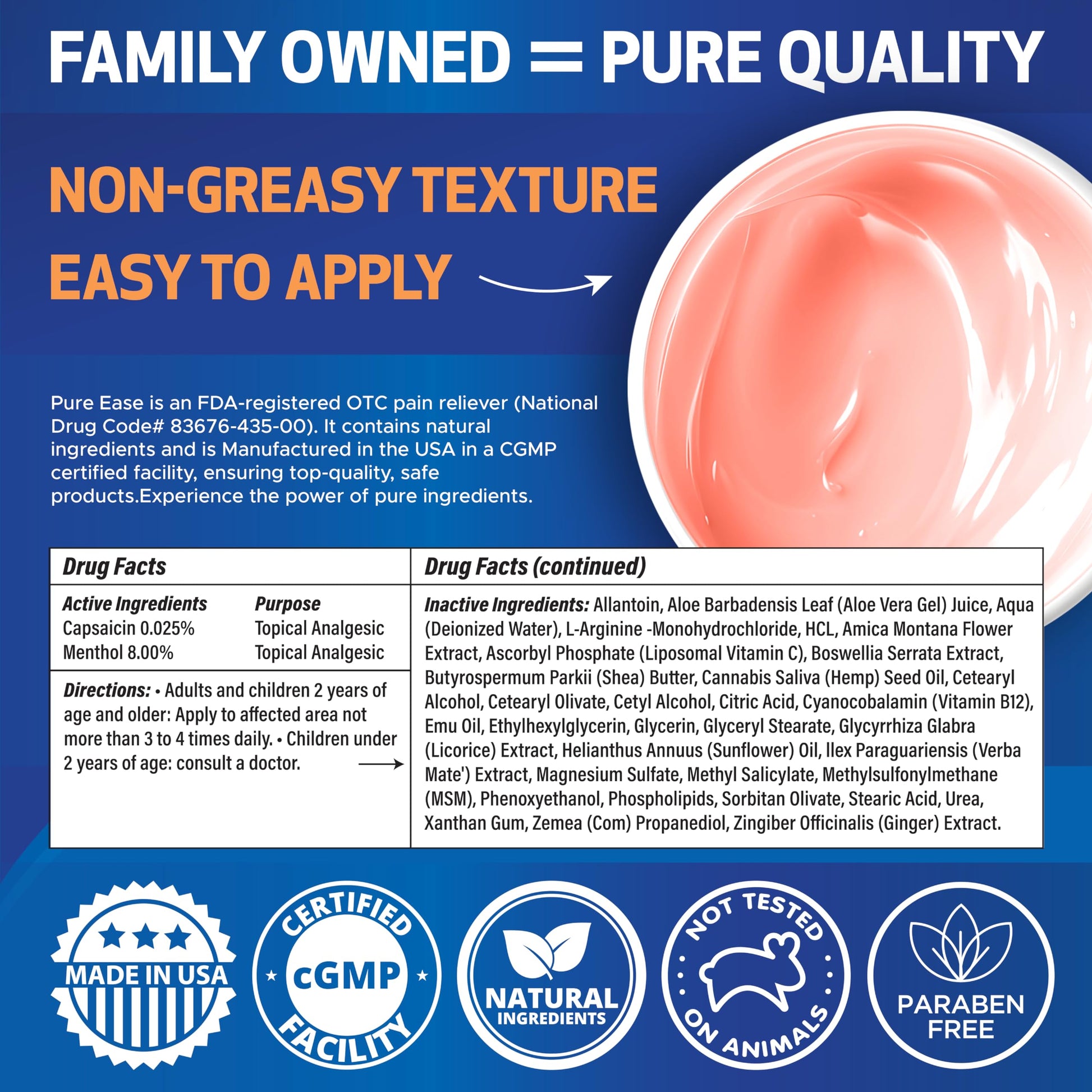 Pure Ease Arthritis Pain Relief Cream for Back 3 in 1 Maximum Instant Relief 2 OZ - Fast-Acting Muscle Pain Cream Extra Strength Joint & Knee - Powerful Formula for Neck Shoulder & Lower Back Pure Ease buy supplements canada
