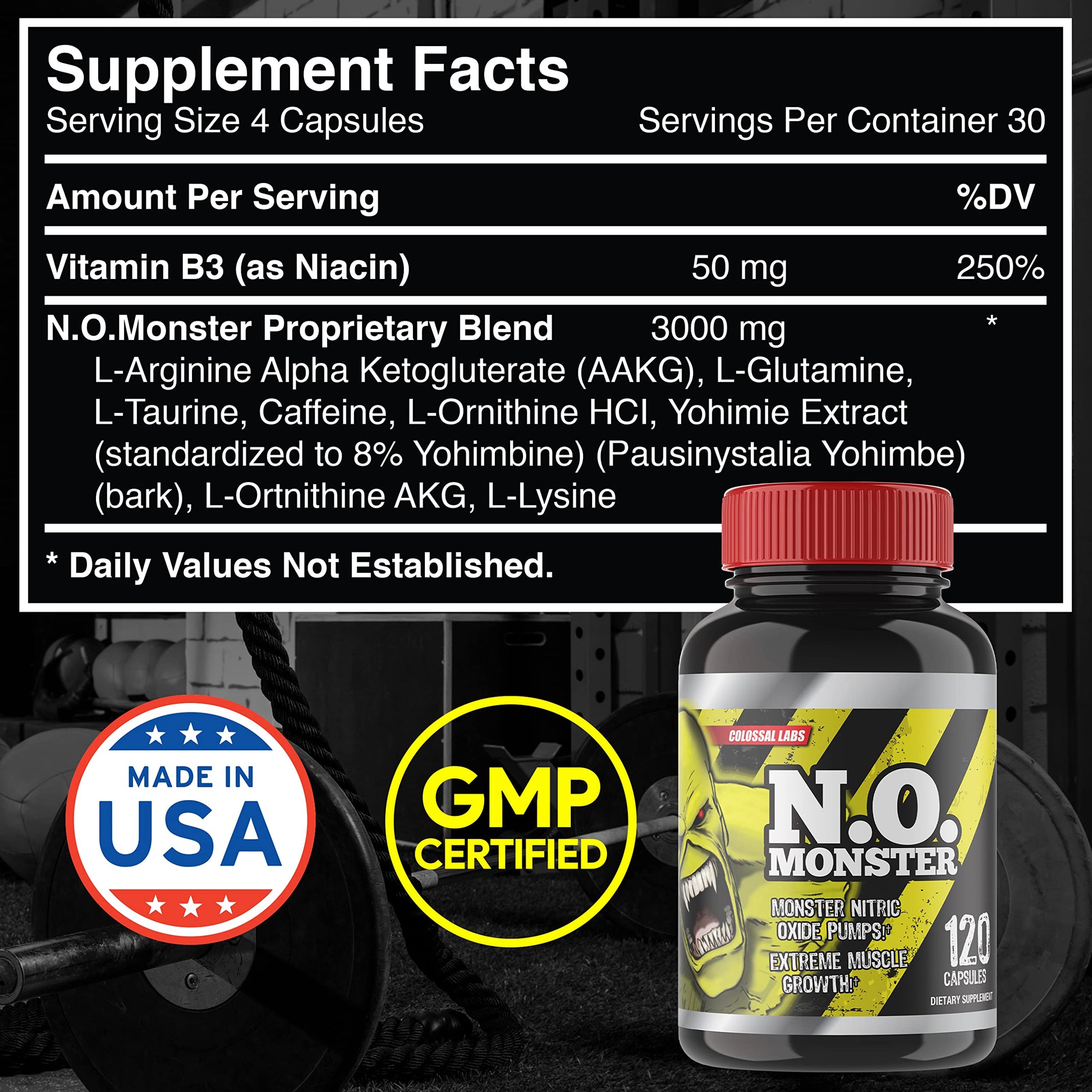 Colossal Labs Nitric Oxide Booster with L-Arginine, Extreme Pumps to Build Strength Goliath Labs buy supplements canada