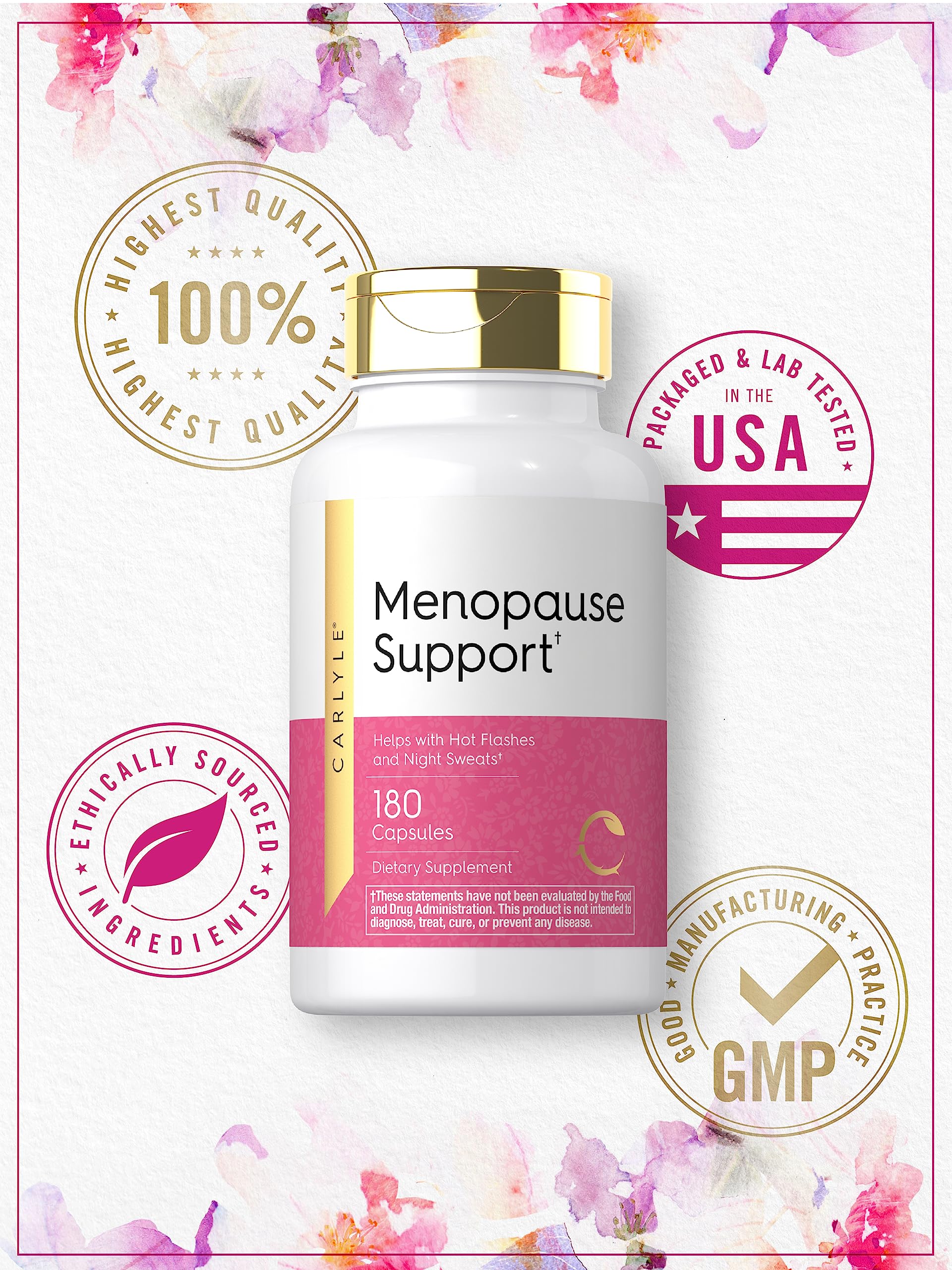 Carlyle Menopause Supplement for Women | 180 Capsules | Helps with Hot Flashes and Night Sweats | Non-GMO, Gluten Free Menopause Support Carlyle buy supplements canada