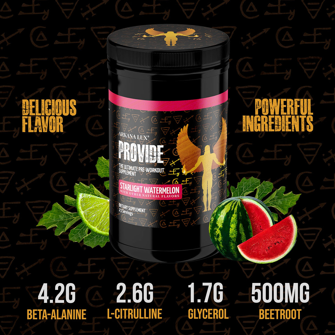 Arkana Lux Provide Pre-Workout Supplement with Beta Alanine, L-Citrulline, Glycerol Arkana Lux buy supplements canada