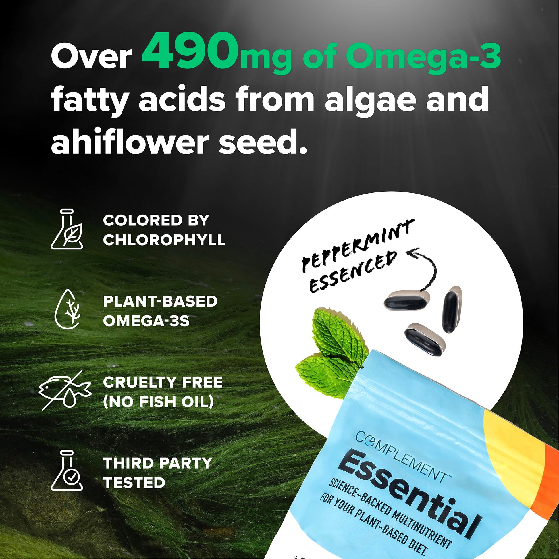 Complement Essential Vegan Multivitamin for Men & Women (30 Servings, 90 Capsules) with Omega-3 DHA & EPA, B12, Vitamin D3 & K2, Zinc, Selenium, Magnesium, Iodine - Supports Immunity & Overall Health Complement buy supplements canada
