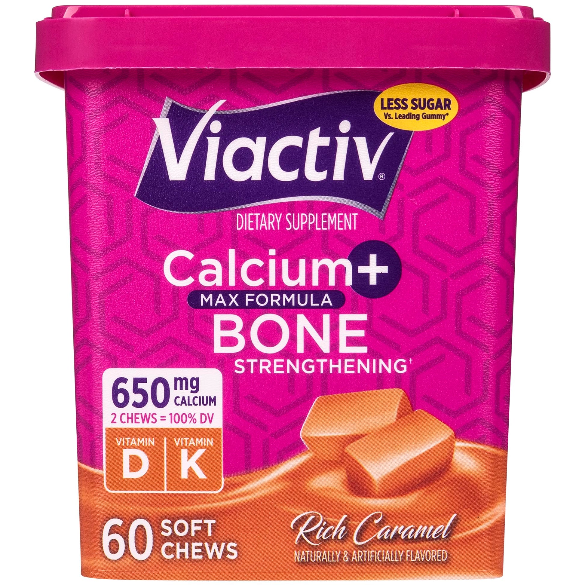 Viactiv Calcium + Vitamin D Supplement Soft Chews for Women & Men - Chewable Calcium for Bone Health Support, 650 mg per Serving, Vitamin D & K for High Absorption - 60 Count, Caramel Viactiv buy supplements canada