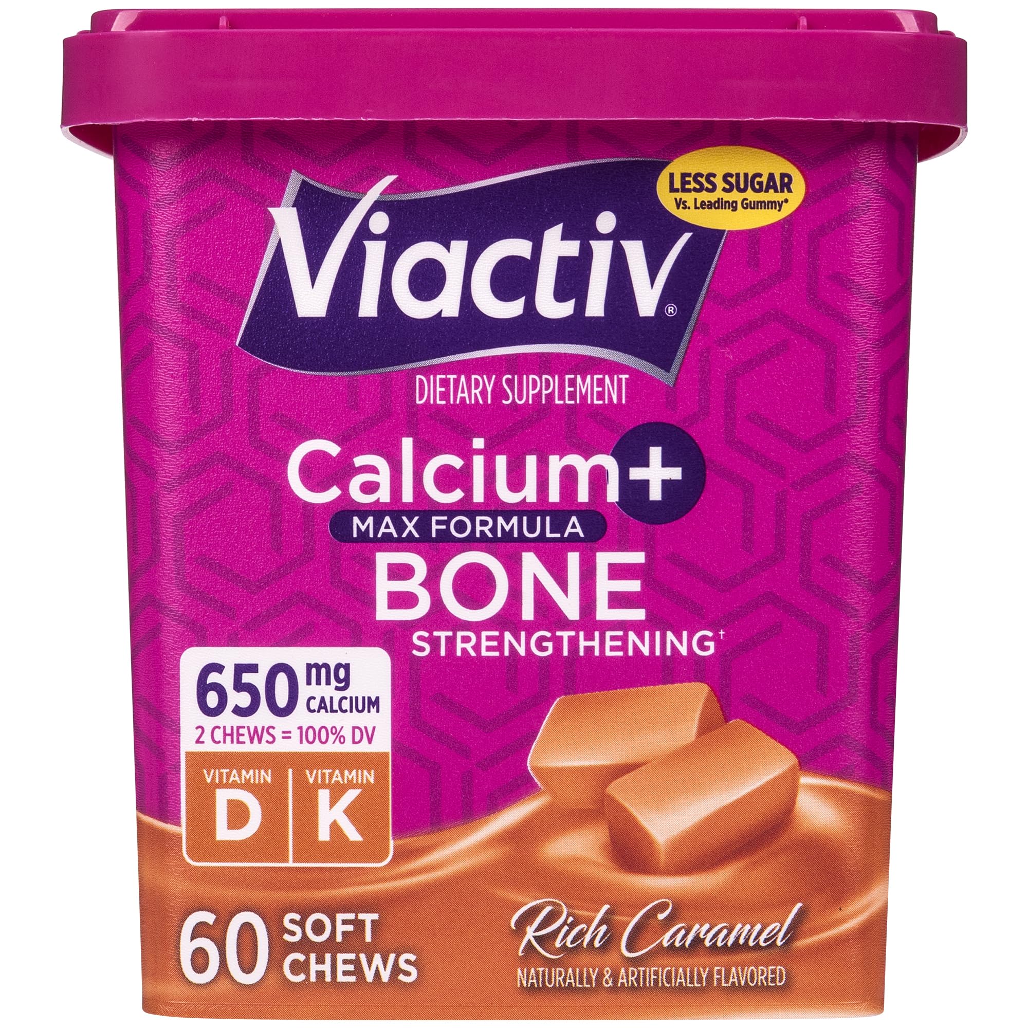Viactiv Calcium + Vitamin D Supplement Soft Chews for Women & Men - Chewable Calcium for Bone Health Support, 650 mg per Serving, Vitamin D & K for High Absorption - 60 Count, Caramel Viactiv buy supplements canada