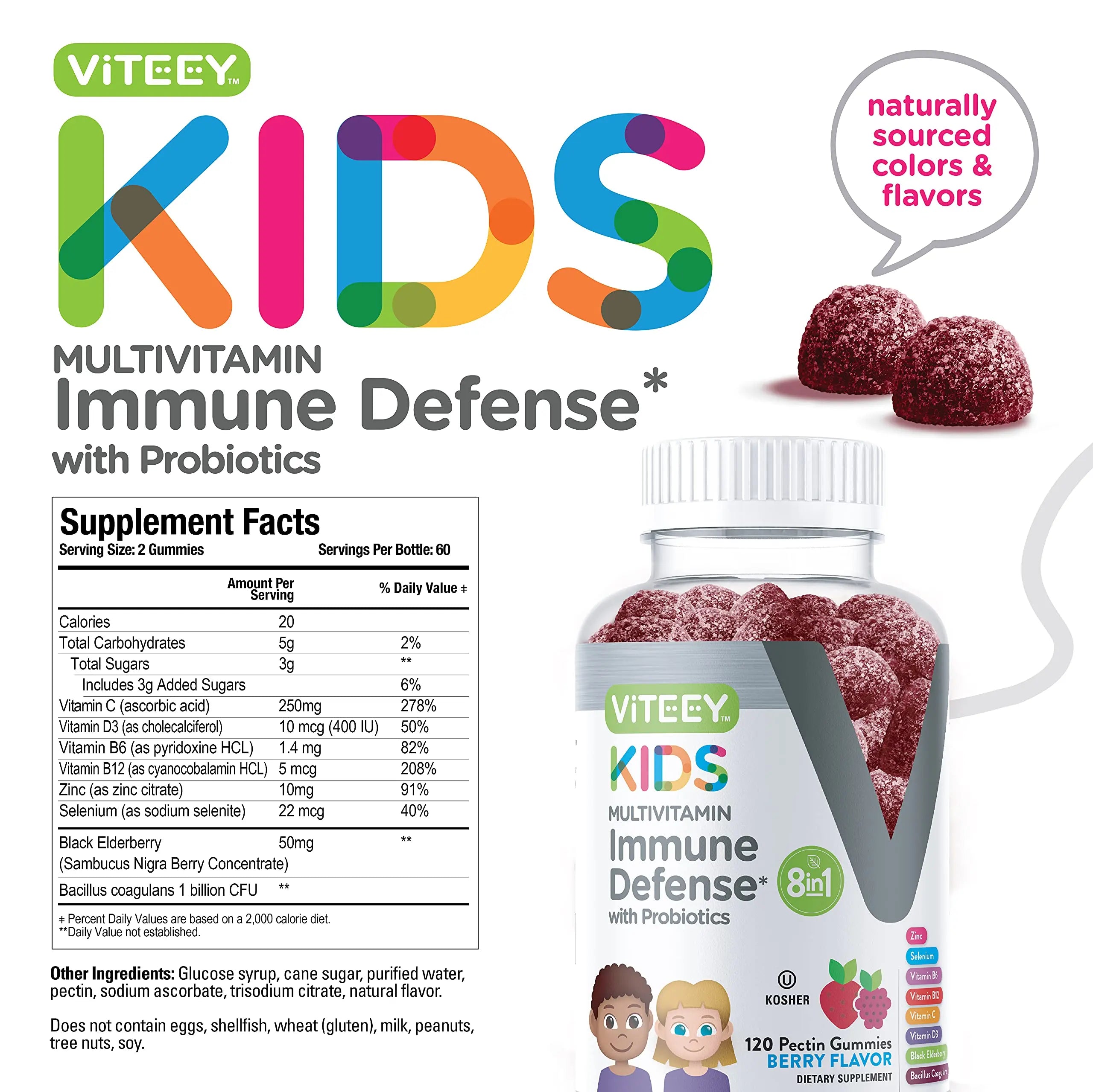 Viteey Kids Multivitamin Gummies with Probiotics - 8-1 Kids Vitamins for Immune Health Support with Vitamin C, D3, B12, B6 Viteey buy supplements canada