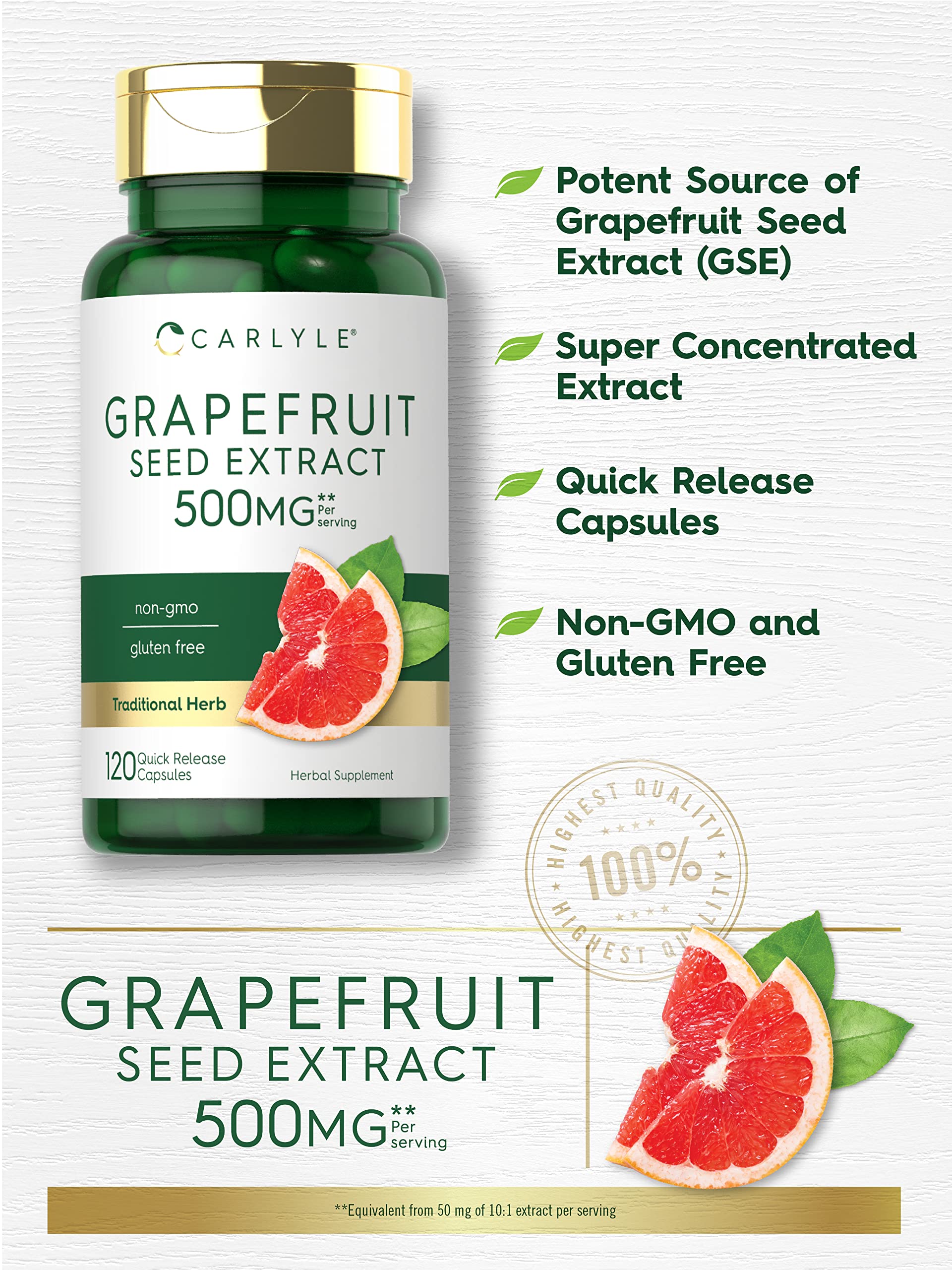 Carlyle Grapefruit Seed Extract | 500 mg 120 Capsules | Maximum Strength | Non-GMO Carlyle buy supplements canada
