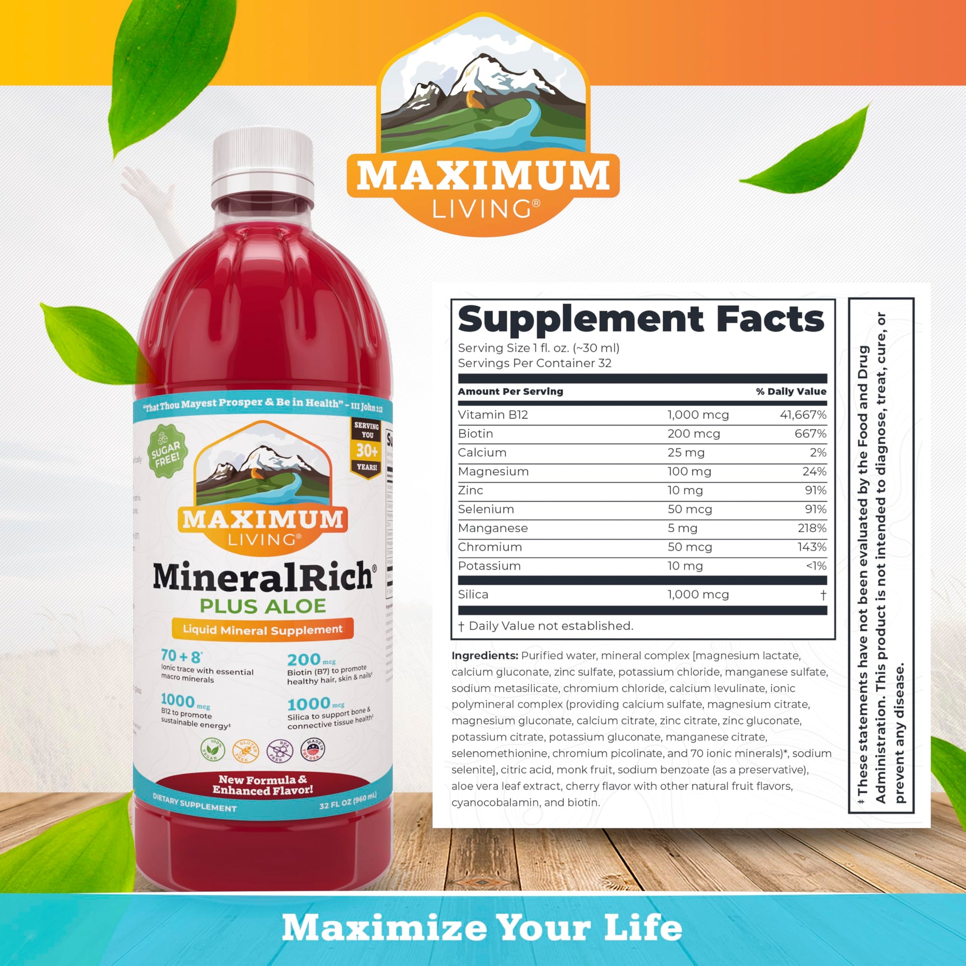 Maximum Living MineralRich Minerals Supplement with Aloe - Liquid Blend of Vitamins and Trace Minerals - 32 oz Maximum Living buy supplements canada