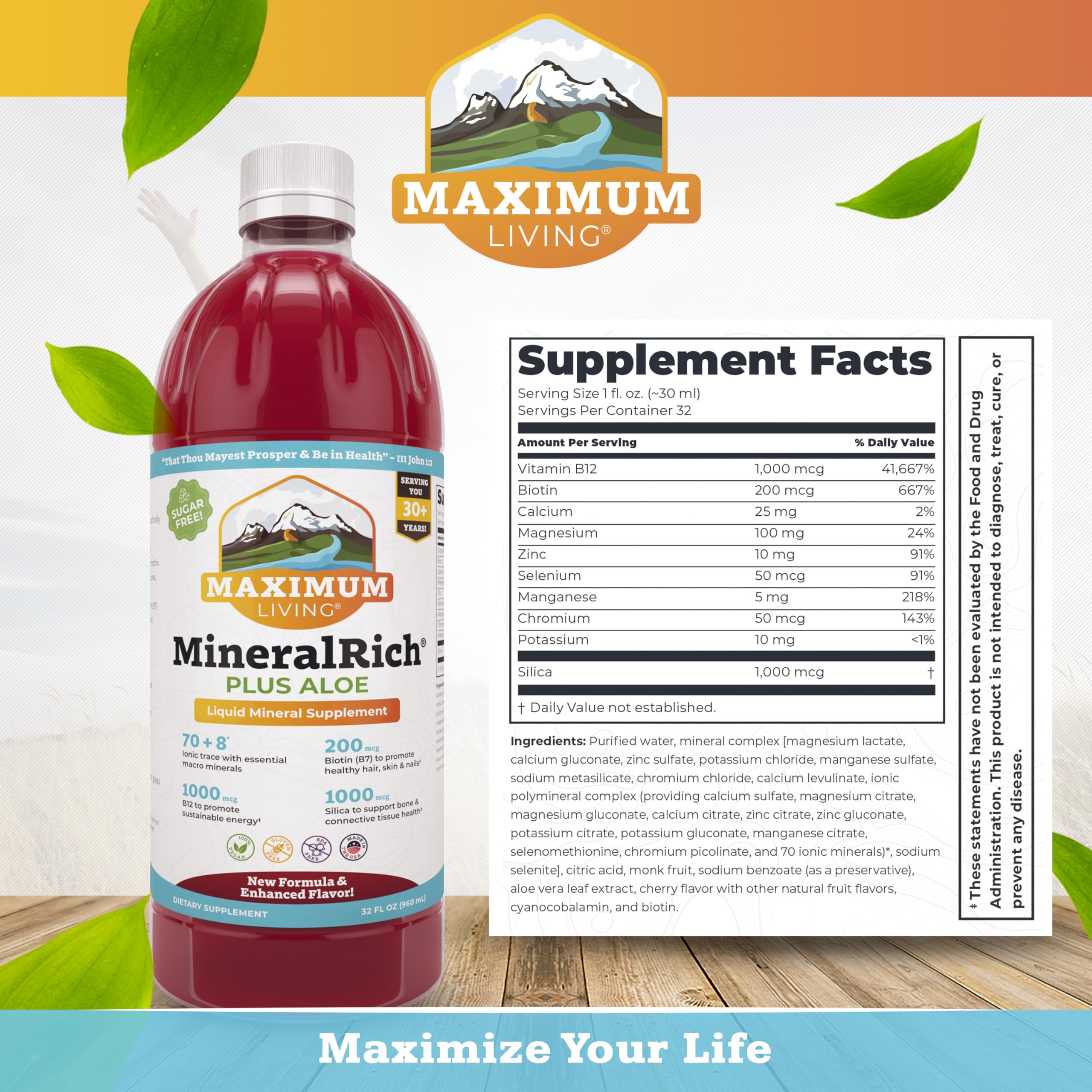 Maximum Living MineralRich Minerals Supplement with Aloe - Liquid Blend of Vitamins and Trace Minerals - 32 oz Maximum Living buy supplements canada