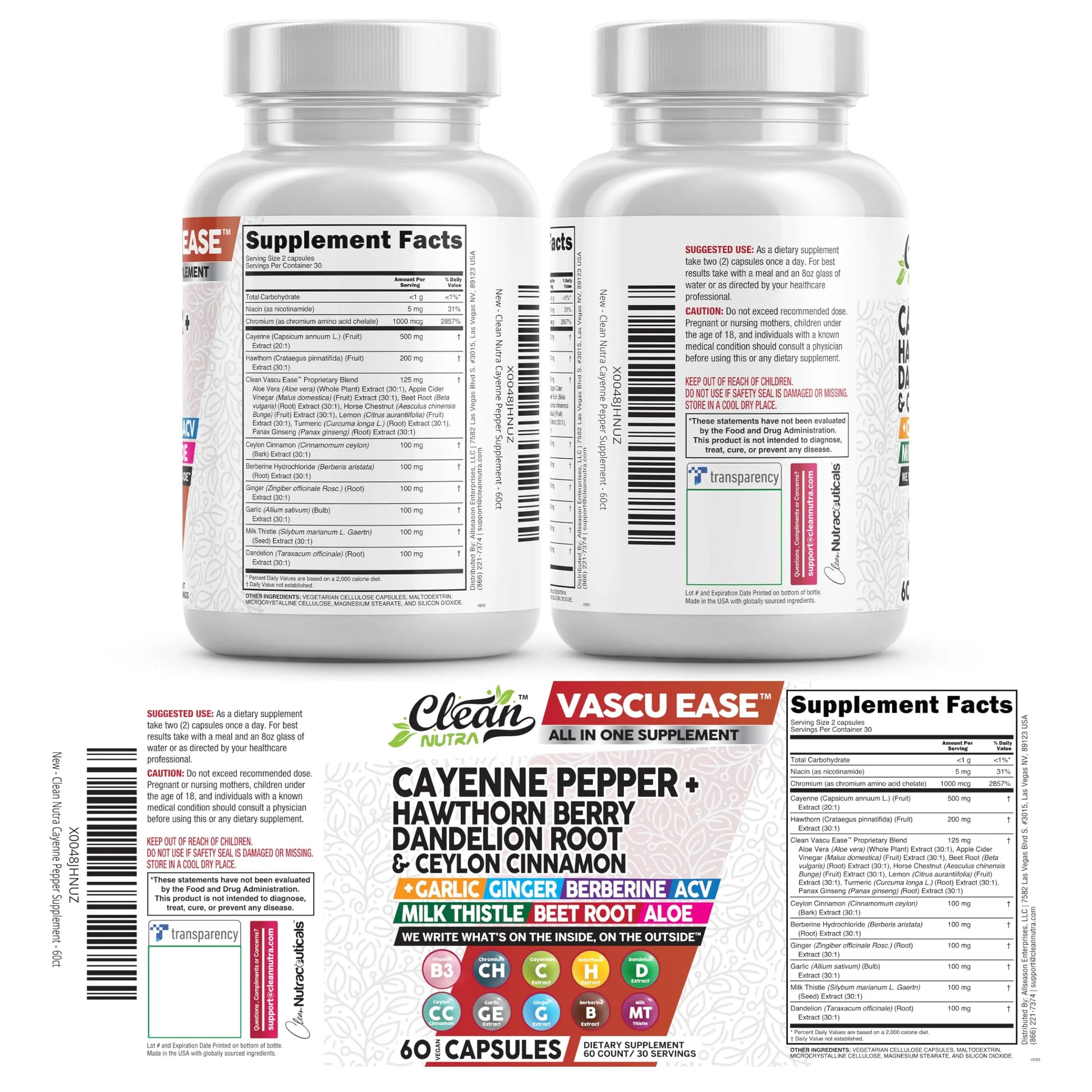 Clean Nutra Cayenne Pepper Capsules Supplement with Hawthorn Berry, Dandelion Root, Ceylon Cinnamon, Garlic, Ginger, Berberine, Apple Cider Vinegar, Milk Thistle, Beet Root, Aloe Vera Pills & More Clean Nutraceuticals buy supplements canada