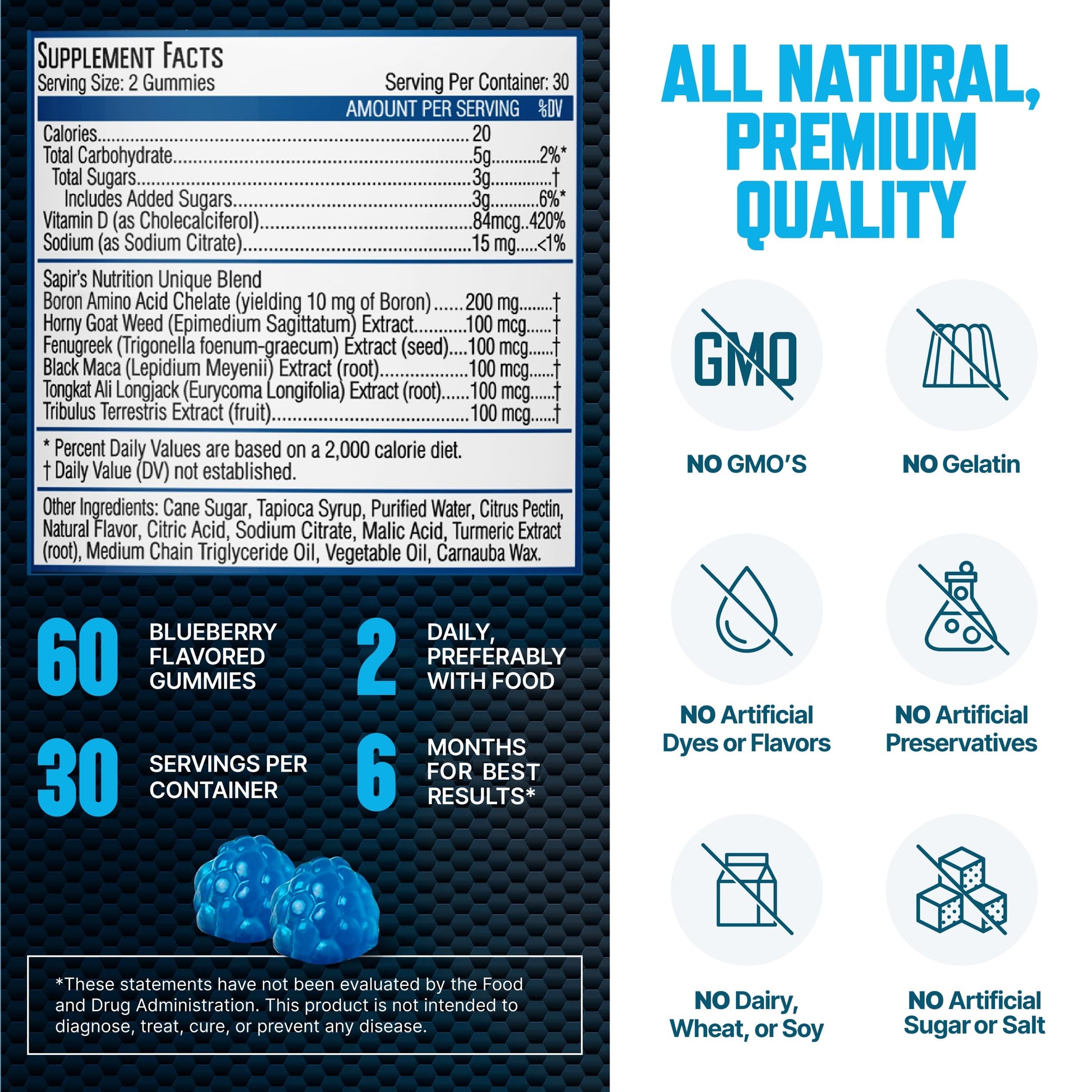 Testosterone Booster Gummies, Male Enhancing Supplement, Add 2 in” Enlargement Gummies for Men , Male Enhancement Chews Energy, Strength, Stamina, Endurance, Performance, Natural Blue Berry Chews Sapir's Nutrition buy supplements canada