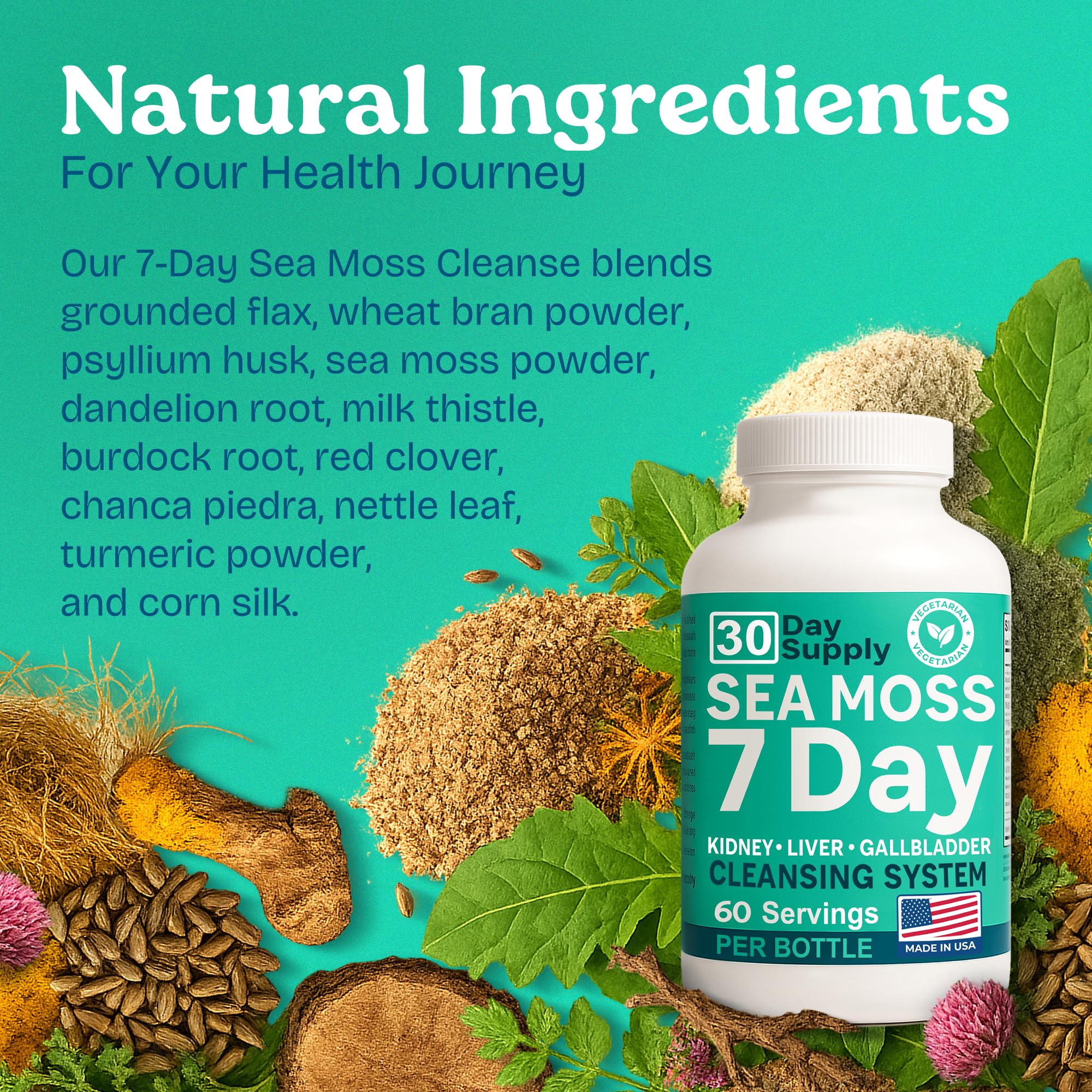 Atlantic Naturals Sea Moss Capsules – 7 Day Herbal Blend for Liver & Gallbladder Wellness – with Dandelion Root, Milk Thistle, Burdock Root, Red Clover & Chanca Piedra – 180 Count Sea Moss Capsules Atlantic Naturals buy supplements canada