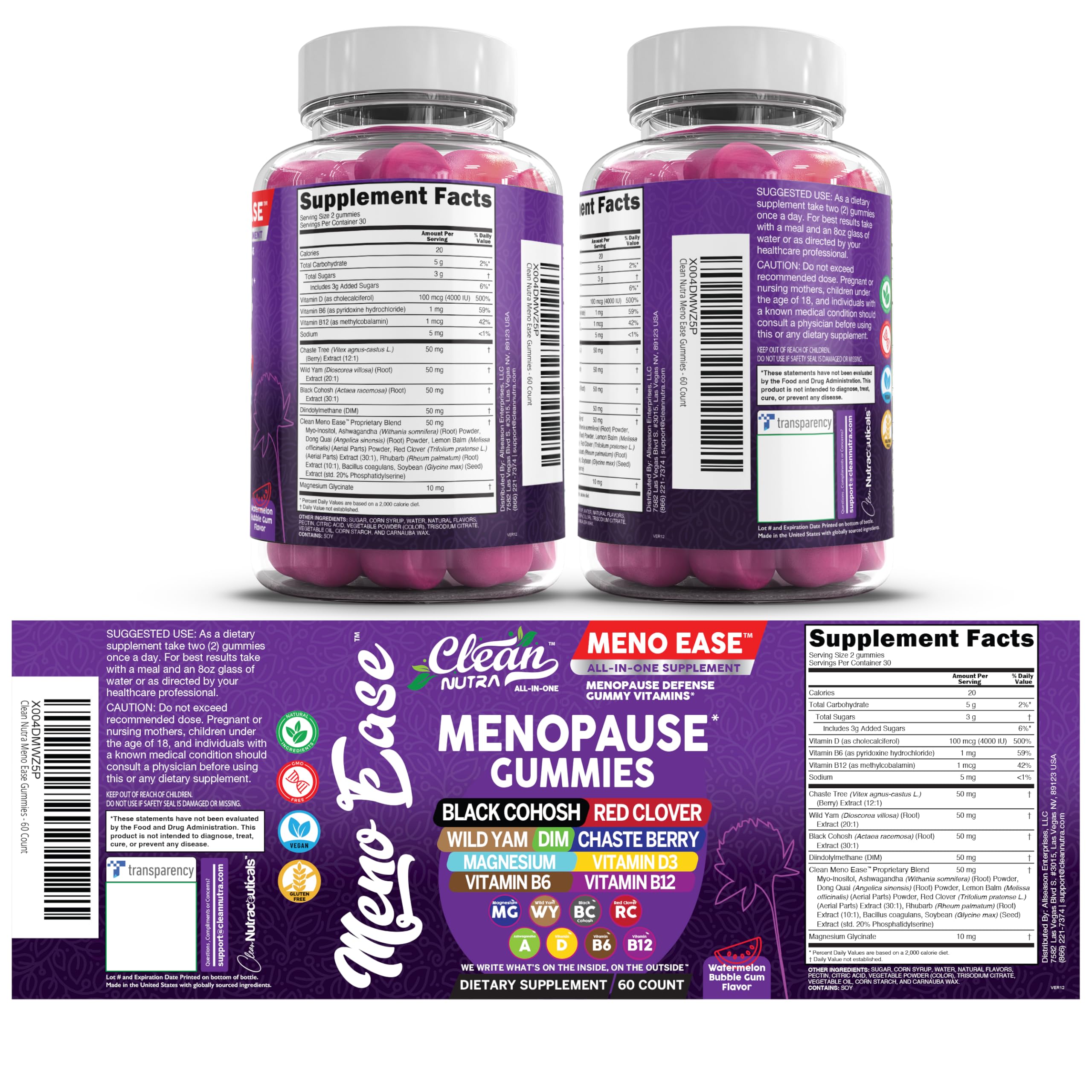 Menopause Supplement for Women Gummies with Black Cohosh, Wild Yam, DIM, Magnesium, Red Clover Chasteberry for Hormone Balance Relief Night Sweats Mood Plus Bergamot, Vitamin D3, Vitamin B6 B12 Clean Nutraceuticals buy supplements canada