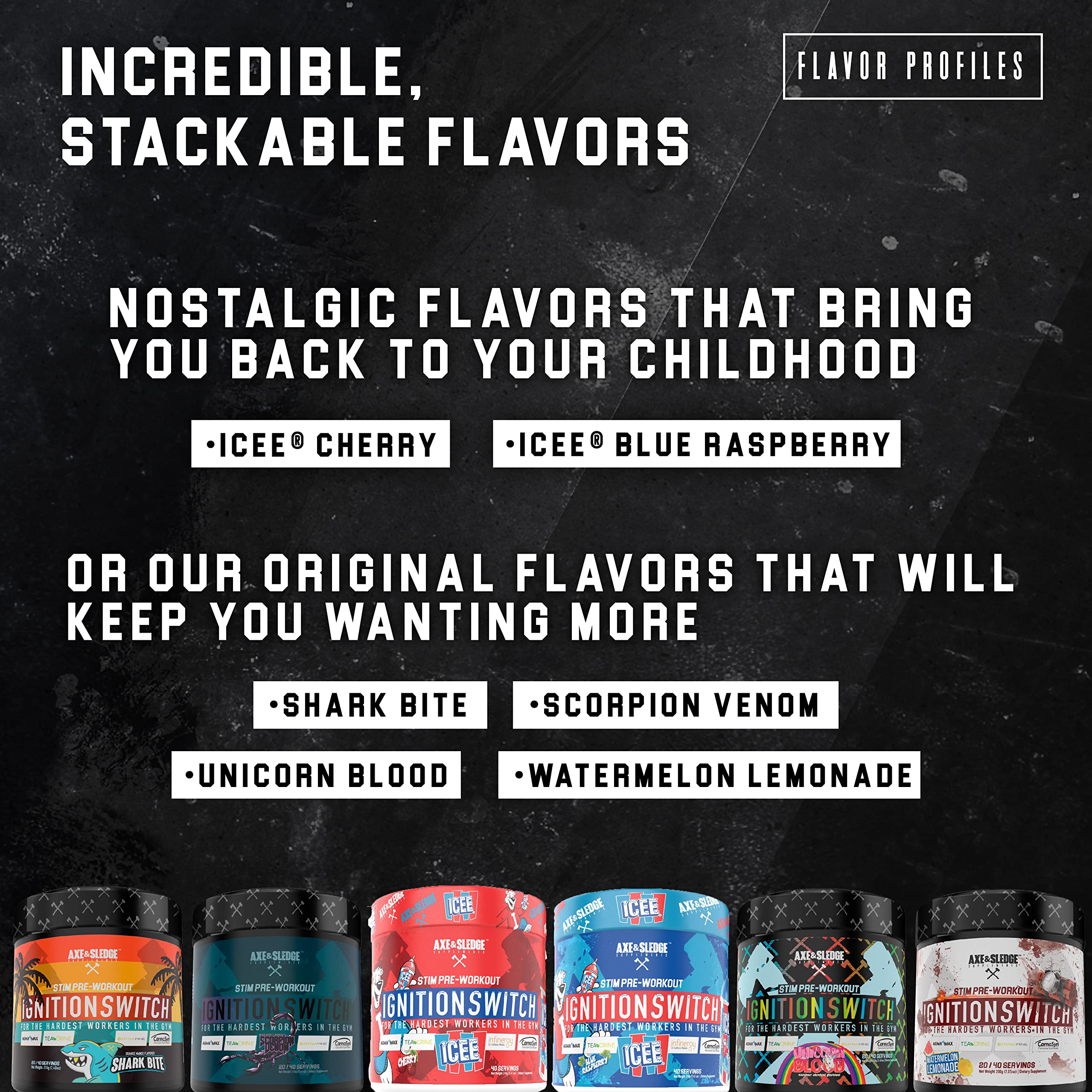 Ignition Switch Pre-Workout with CarnoSyn, TeaCrine, Infinergy, and AgmaMax, Long Lasting Axe & Sledge buy supplements canada