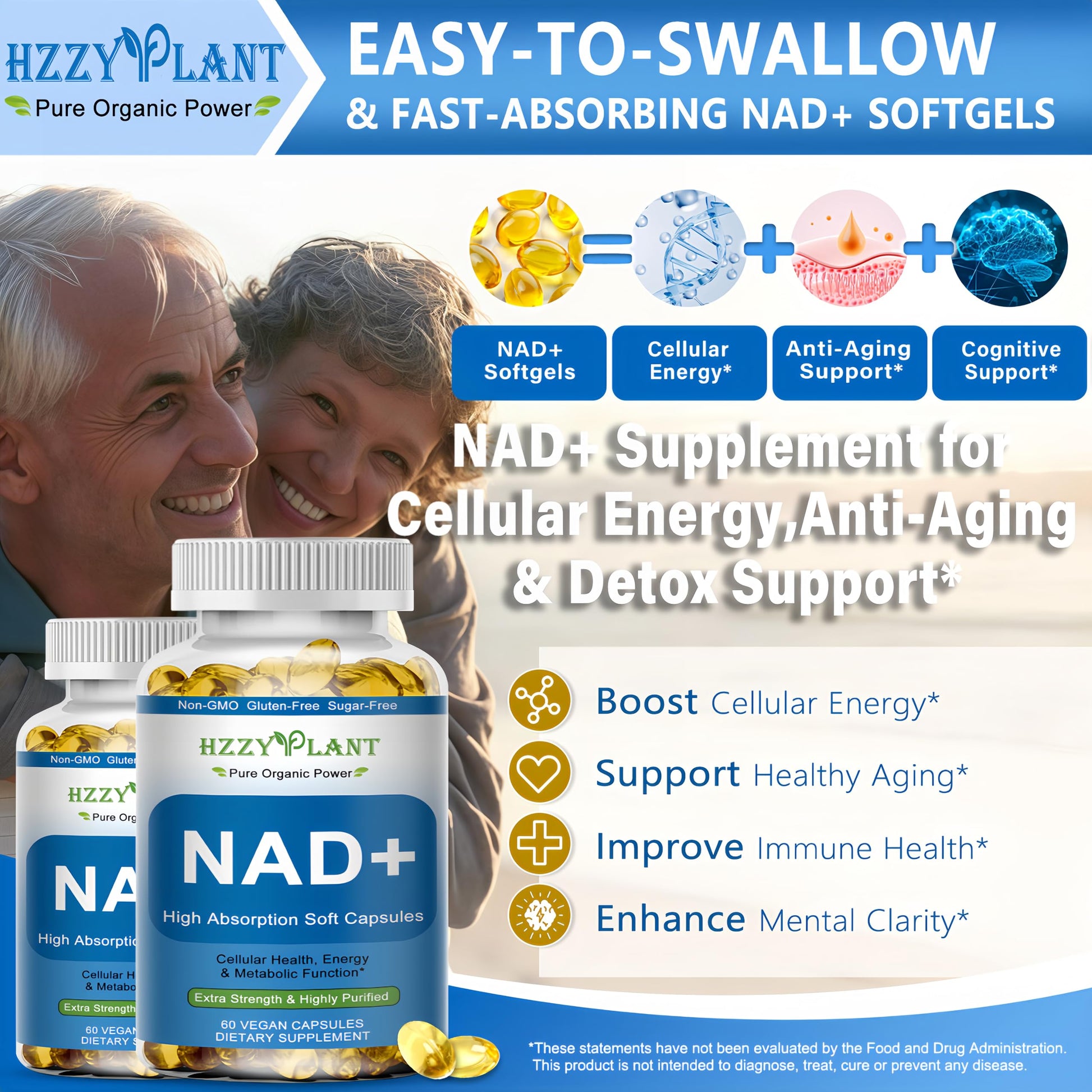 HZZYPLANT NAD+ Supplement, High Absorption NAD Supplements for Women for Cellular Energy Immune Focus Health, NAD Resveratrol Softgel Capsules, NAD Liquid Softgels Supplement, Non-GMO, 2 Month Supply HZZYPLANT buy supplements canada