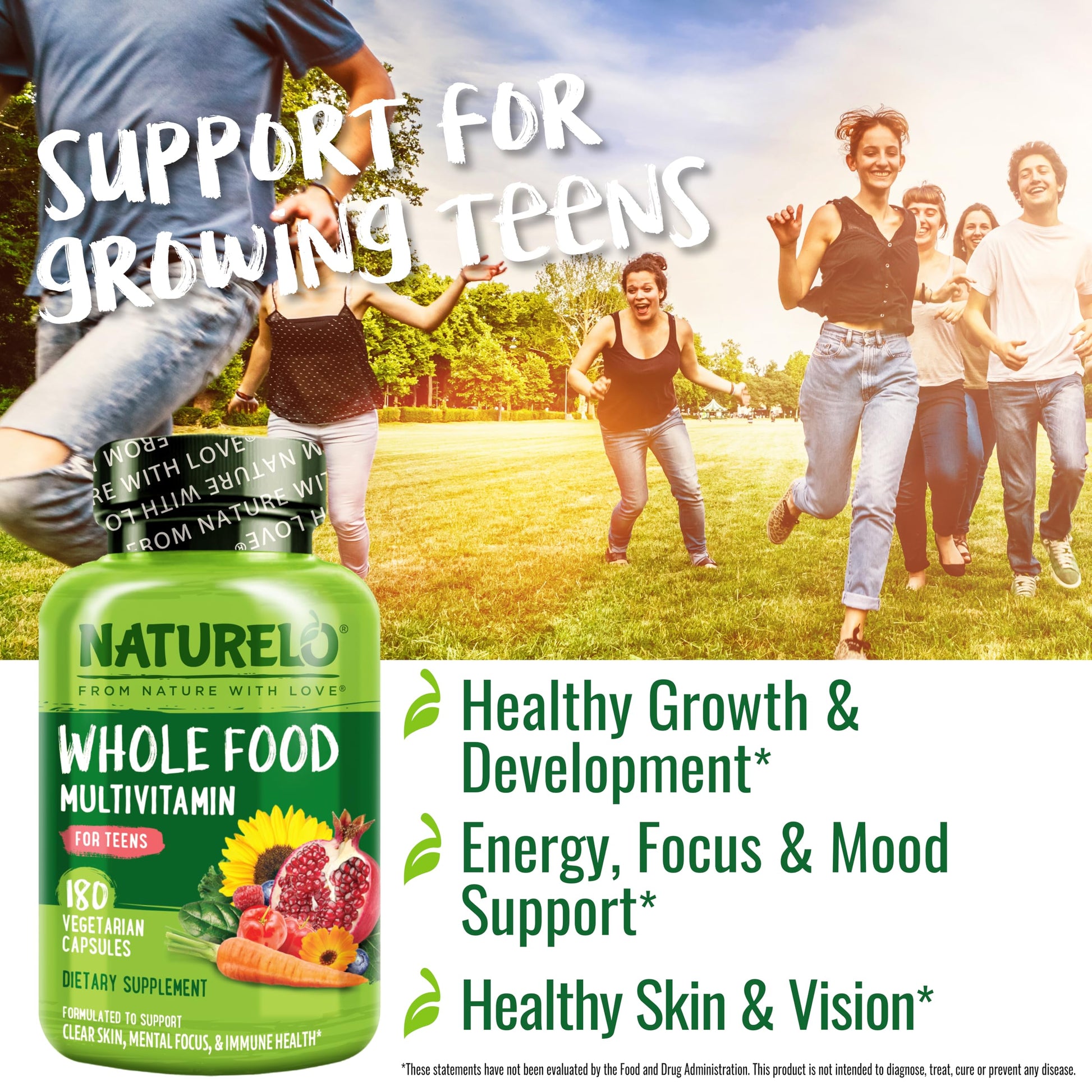 NATURELO Multivitamins for Teenage Girls/Boys, 180 Capsules, Whole Food Multivitamin with Minerals, Non-GMO, Vegetarian NATURELO buy supplements canada