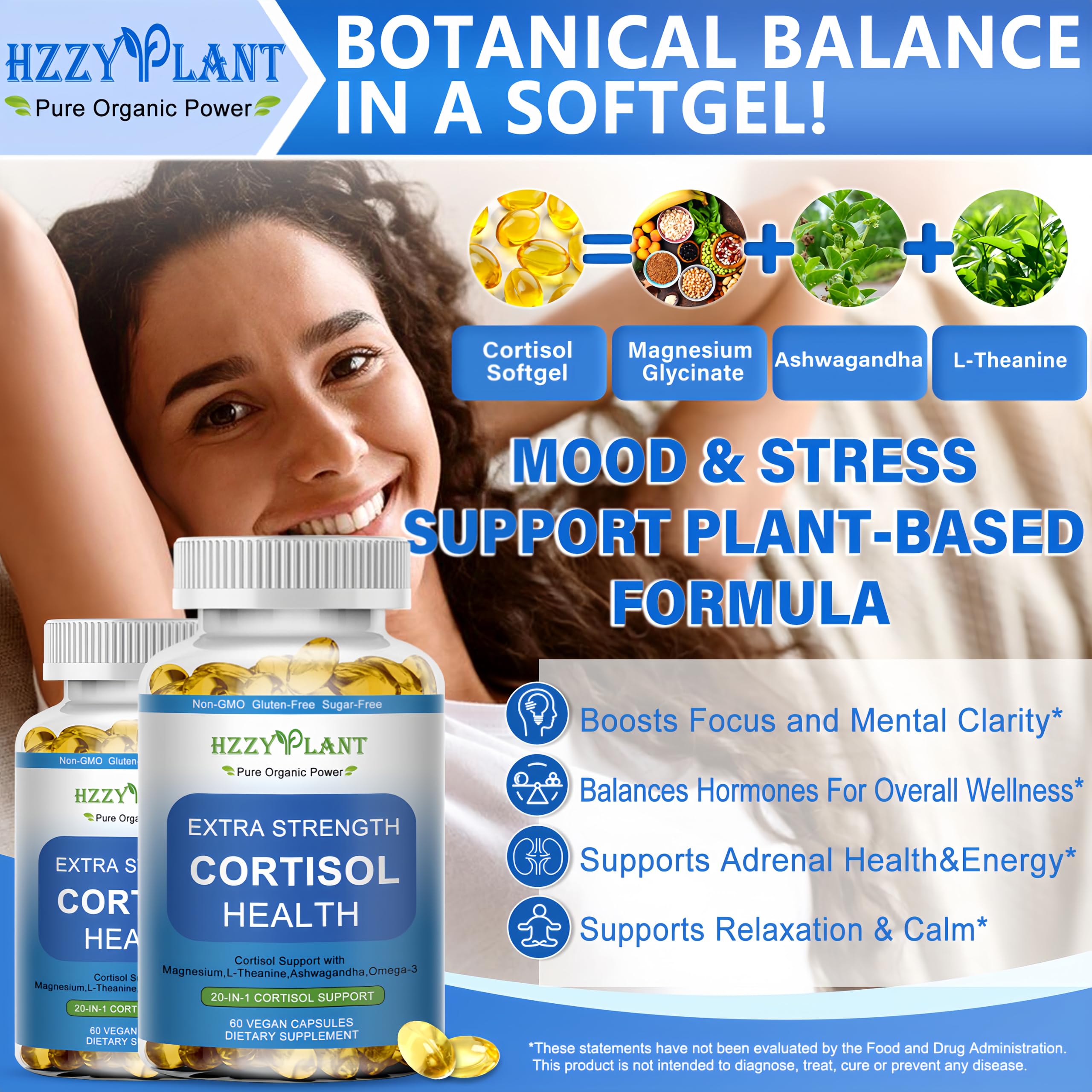 Cortisol Supplements for Women and Men Softgels with Phosphatidylserine Magnesium Ashwagandha L-Theanine,High Absorption Cortisol Detox Capsules for Sleep Relaxation Stress Relief,Non-GMO,60 Servings HZZYPLANT buy supplements canada
