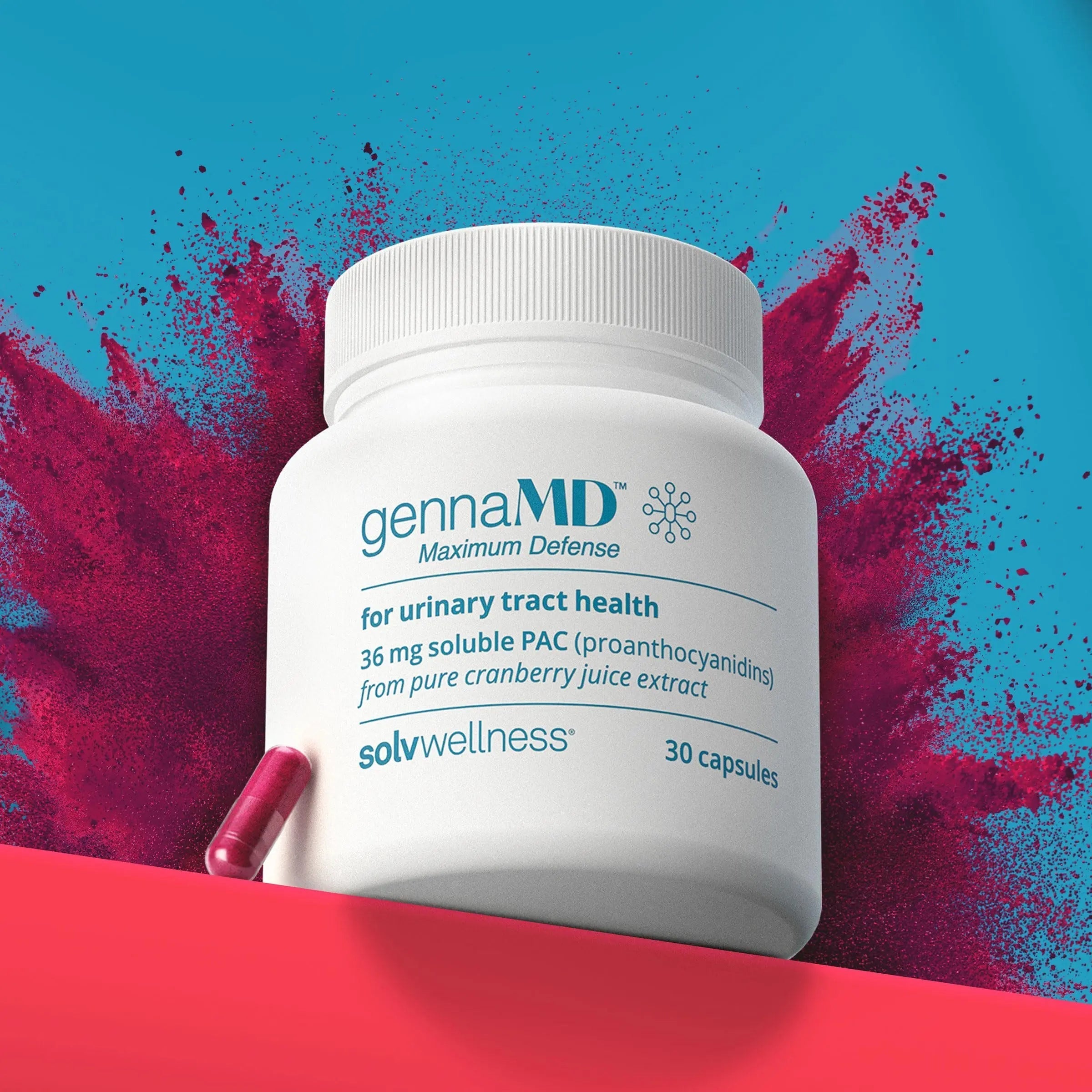 Solv Wellness GennaMD - Maximum UTI Defense - 36 mg Soluble PAC from 100% Cranberry Juice Extract - Highest PAC Concentration in a Small, Easy-to-Swallow Capsule - 30 Capsules Solv Wellness buy supplements canada