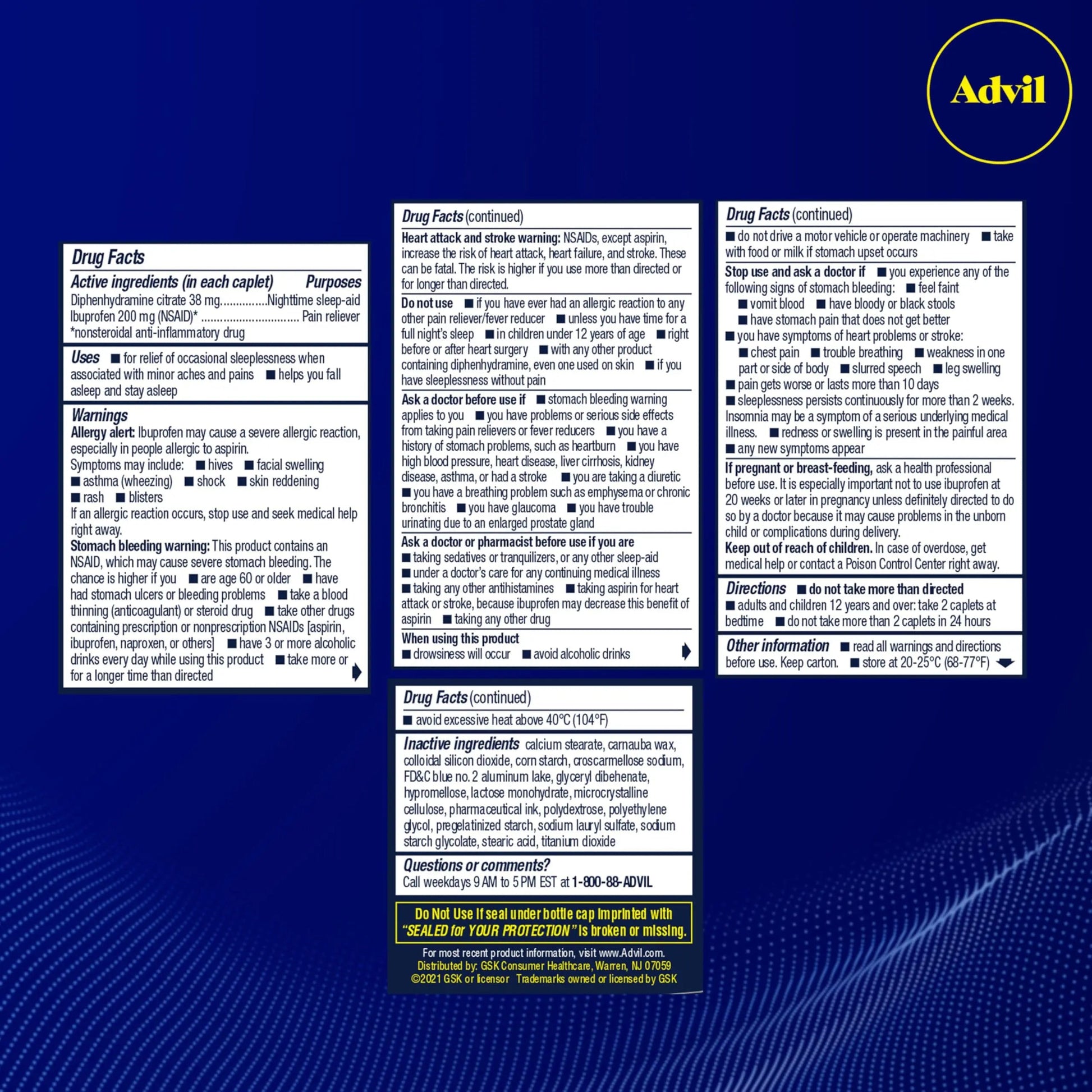 Advil PM Pain Reliever And Nighttime Sleep Aid, Pain Medicine With Ibuprofen For Pain Relief And Diphenhydramine Citrate For A Sleep Aid - 120 Coated Caplets Advil buy supplements canada