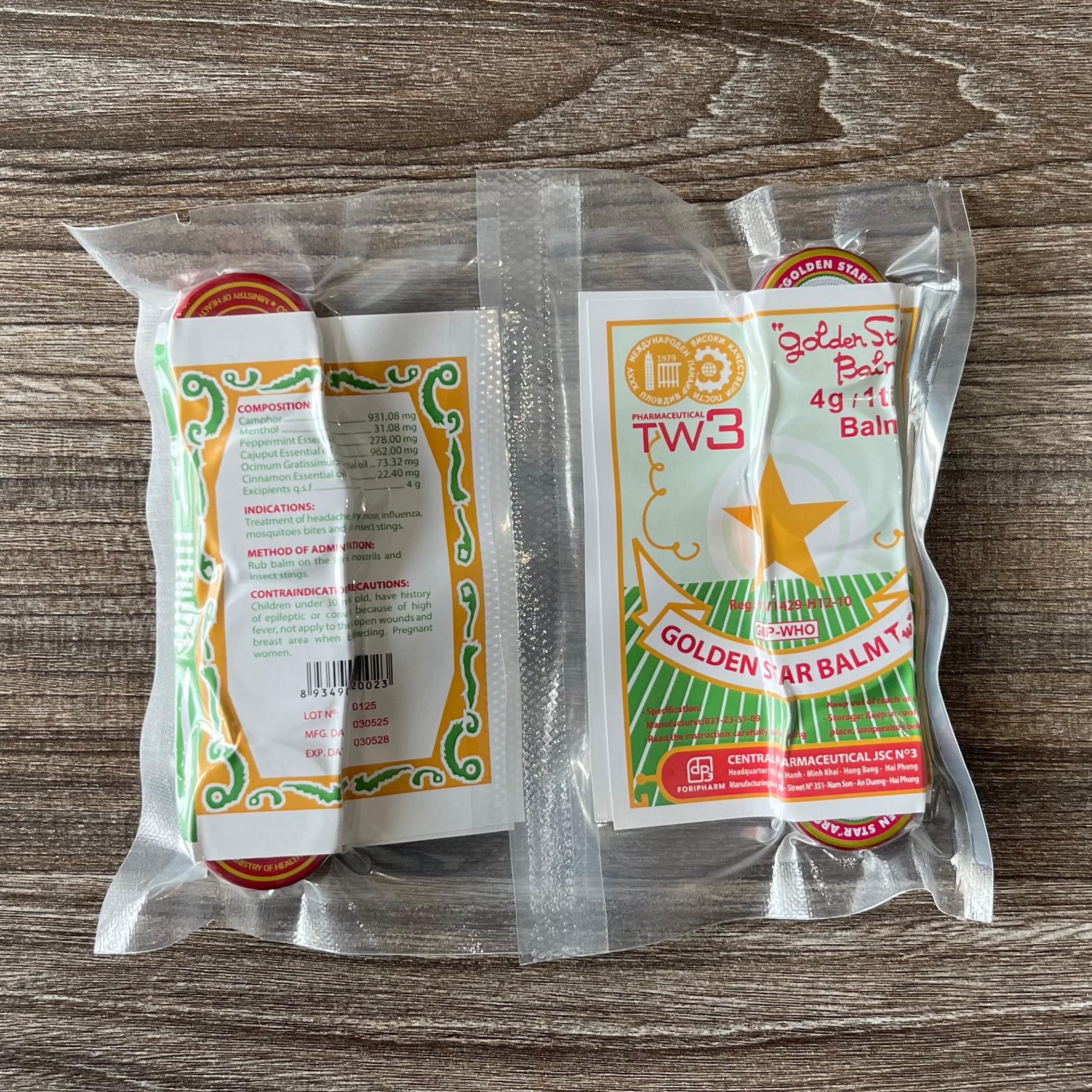 Golden Star Aromatic Balm (Pack of 8) - Authentic Vietnamese Cao Sao Vang - Support Fast Relief for Headaches, Muscle Pain, Colds, & Insect Bites - Natural Essential Oils - Travel Size 4g Tins Pharmaceutical TW3 buy supplements canada