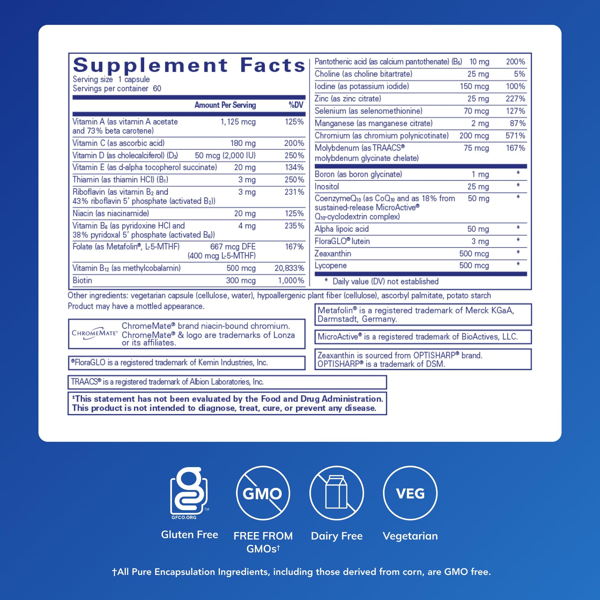 Pure Encapsulations O.N.E. Multivitamin - Once Daily Multivitamin with Antioxidant Complex Metafolin, CoQ10, and Lutein to Support Vision Pure Encapsulations buy supplements canada