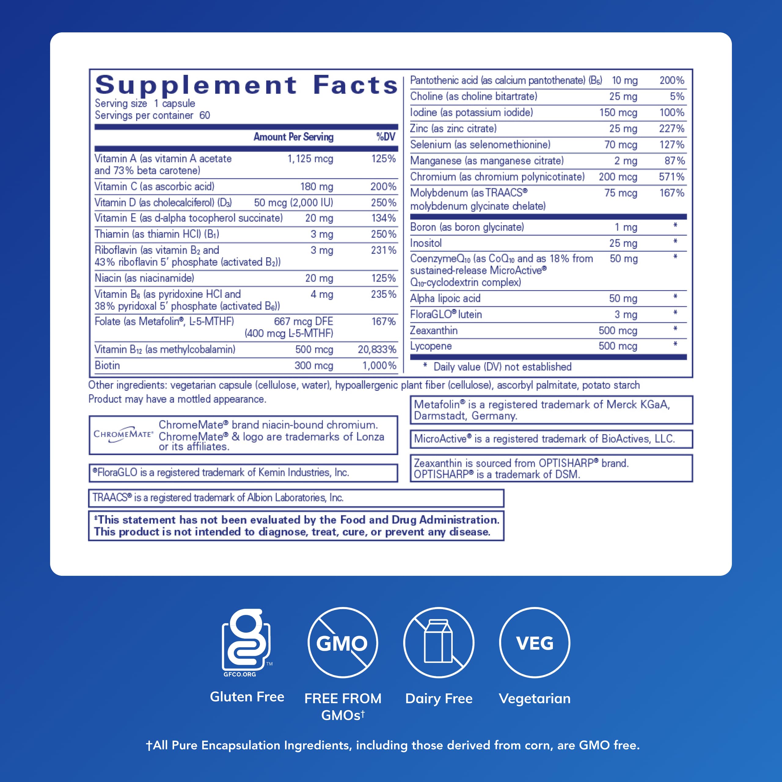 Pure Encapsulations O.N.E. Multivitamin - Once Daily Multivitamin with Antioxidant Complex Metafolin, CoQ10, and Lutein to Support Vision Pure Encapsulations buy supplements canada
