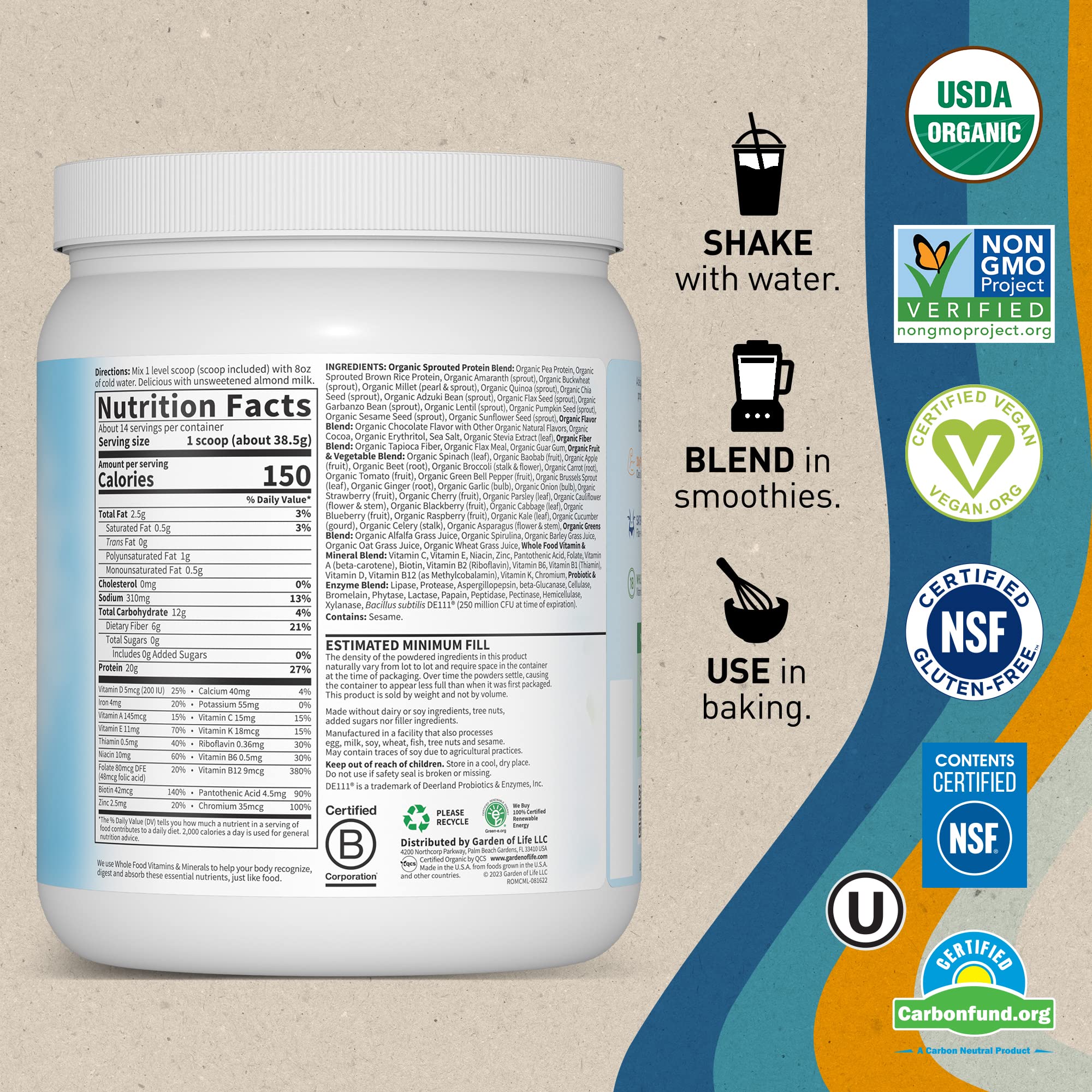 Garden of Life Vegan Protein Powder - Raw Organic Meal Replacement Shakes Garden of Life buy supplements canada