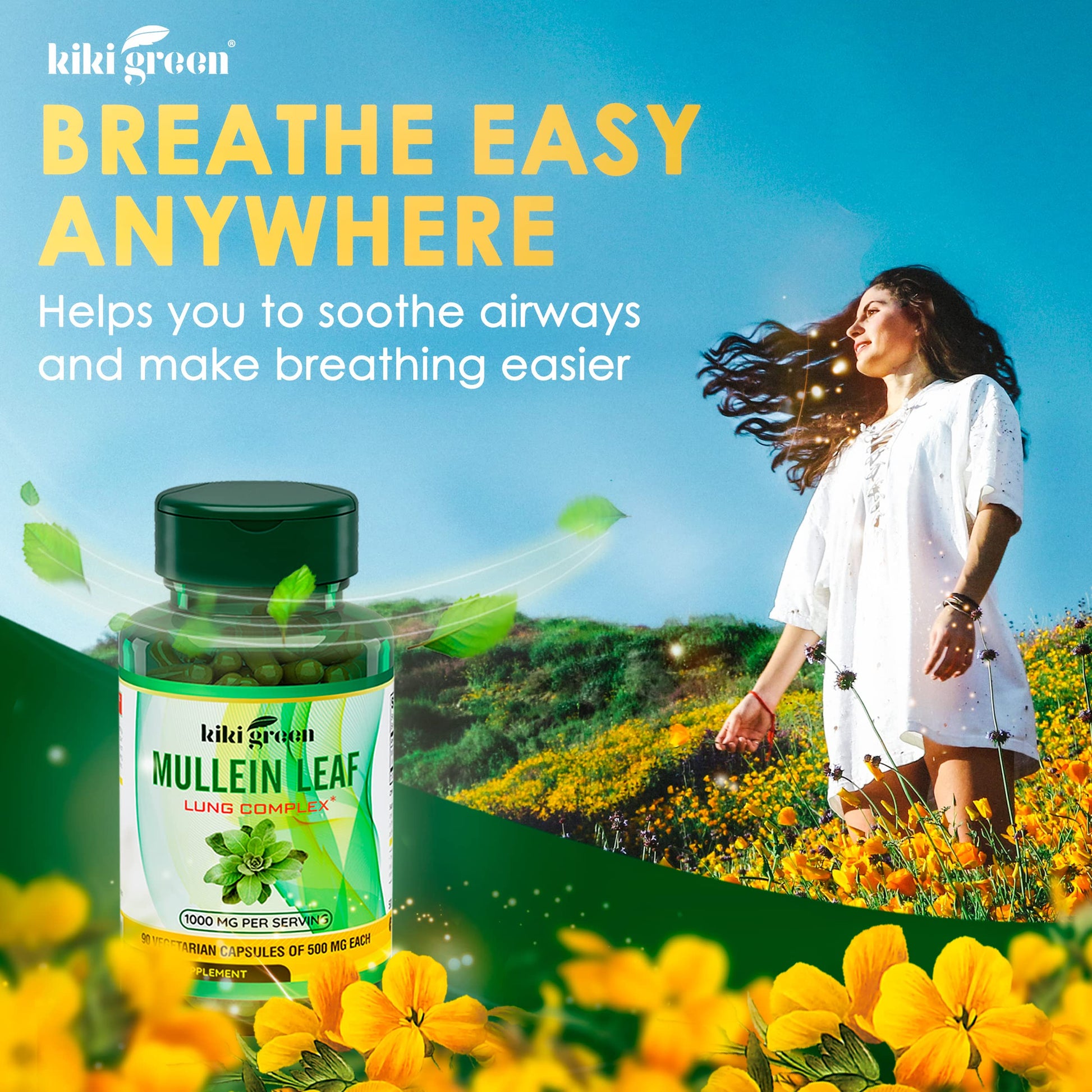 KIKI Green Mullein Leaf Extract Capsules - Herbal Respiratory Supplement - for Lung Cleans KIKI Green buy supplements canada