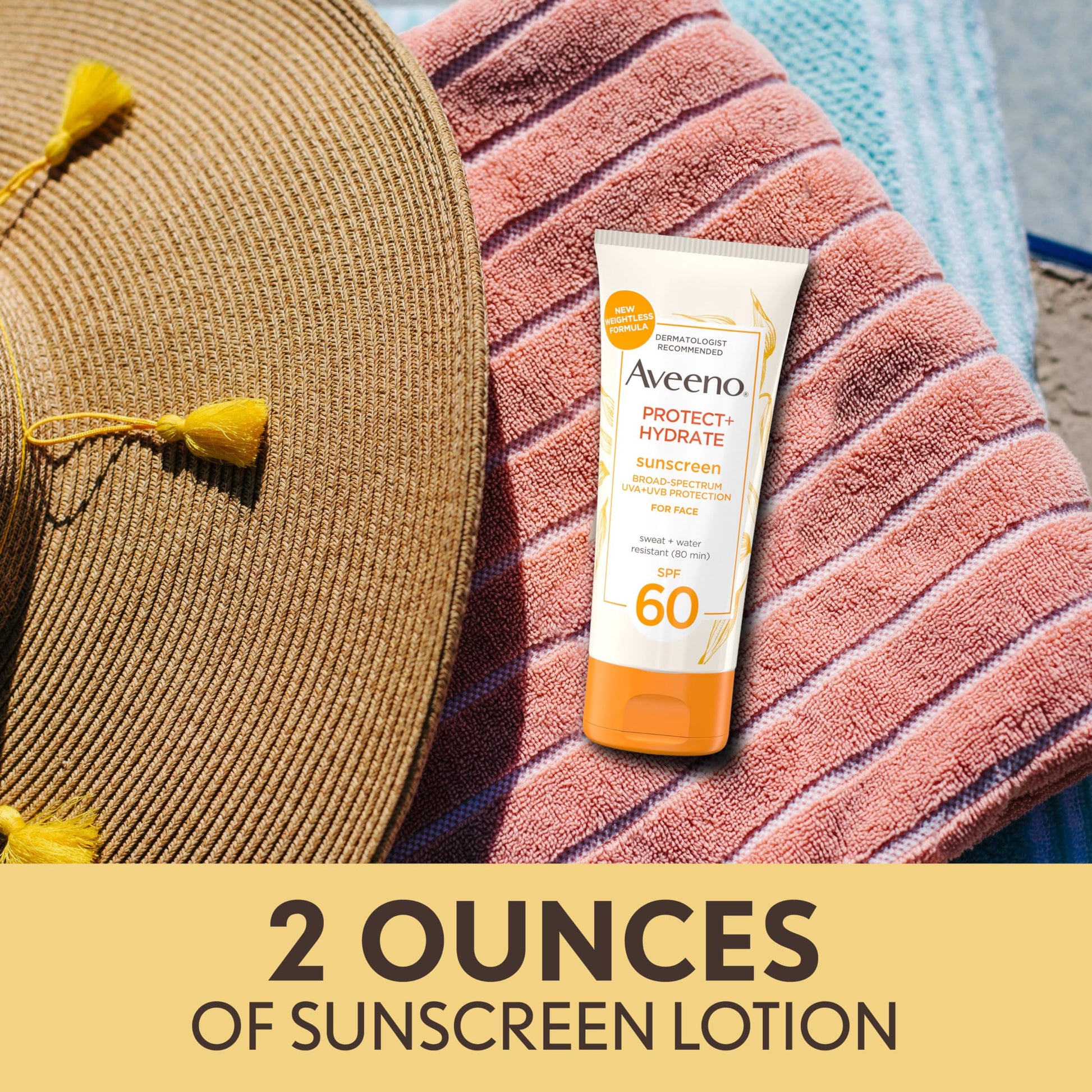 Aveeno Protect + Hydrate Face Sunscreen, SPF 60 Broad Spectrum, for Sensitive Skin, Travel Size, Water Resistant Aveeno buy supplements canada