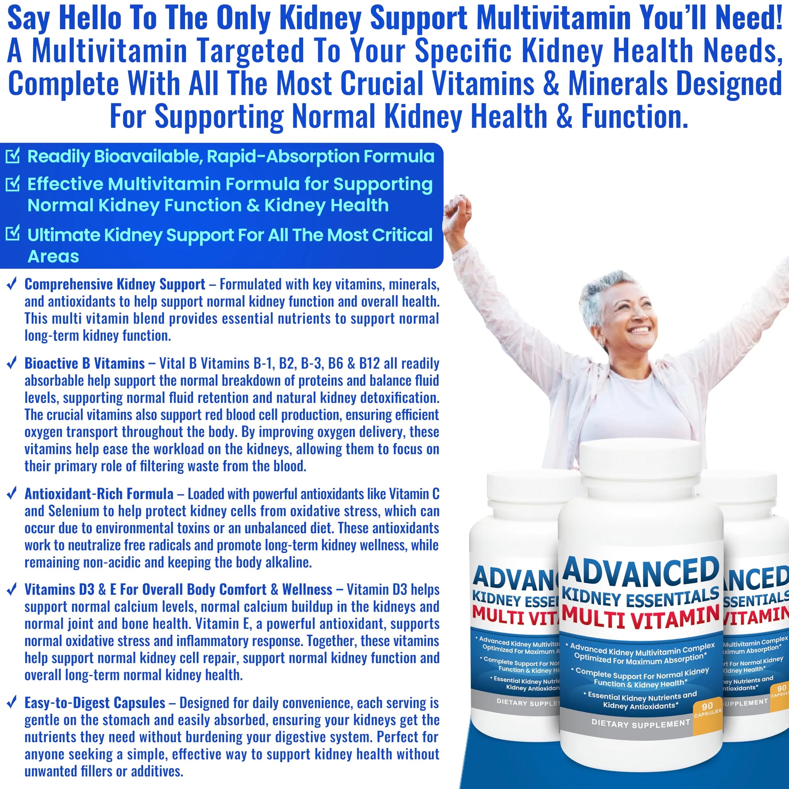 Advanced Kidney Essentials Multivitamin. Kidney Support Supplement for Complete Kidney Health. Kidney Health Supplement Kidney Restore buy supplements canada