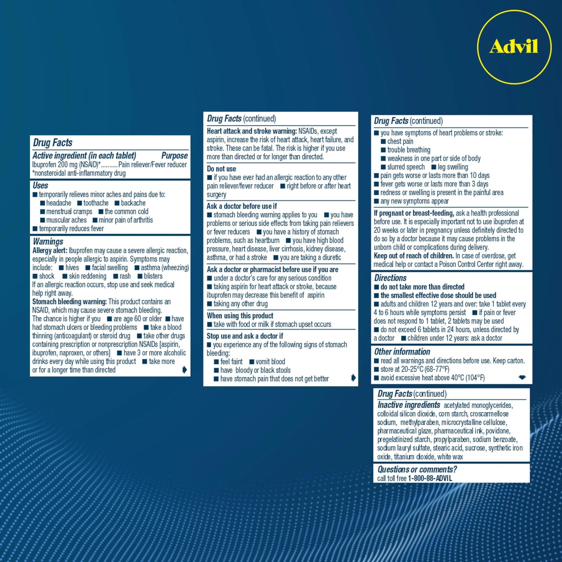 Advil Pain Reliever and Fever Reducer, Pain Relief Medicine with Ibuprofen 200mg for Headache, Backache, Menstrual Pain and Joint Pain Relief - 300+24 Coated Tablets Advil buy supplements canada