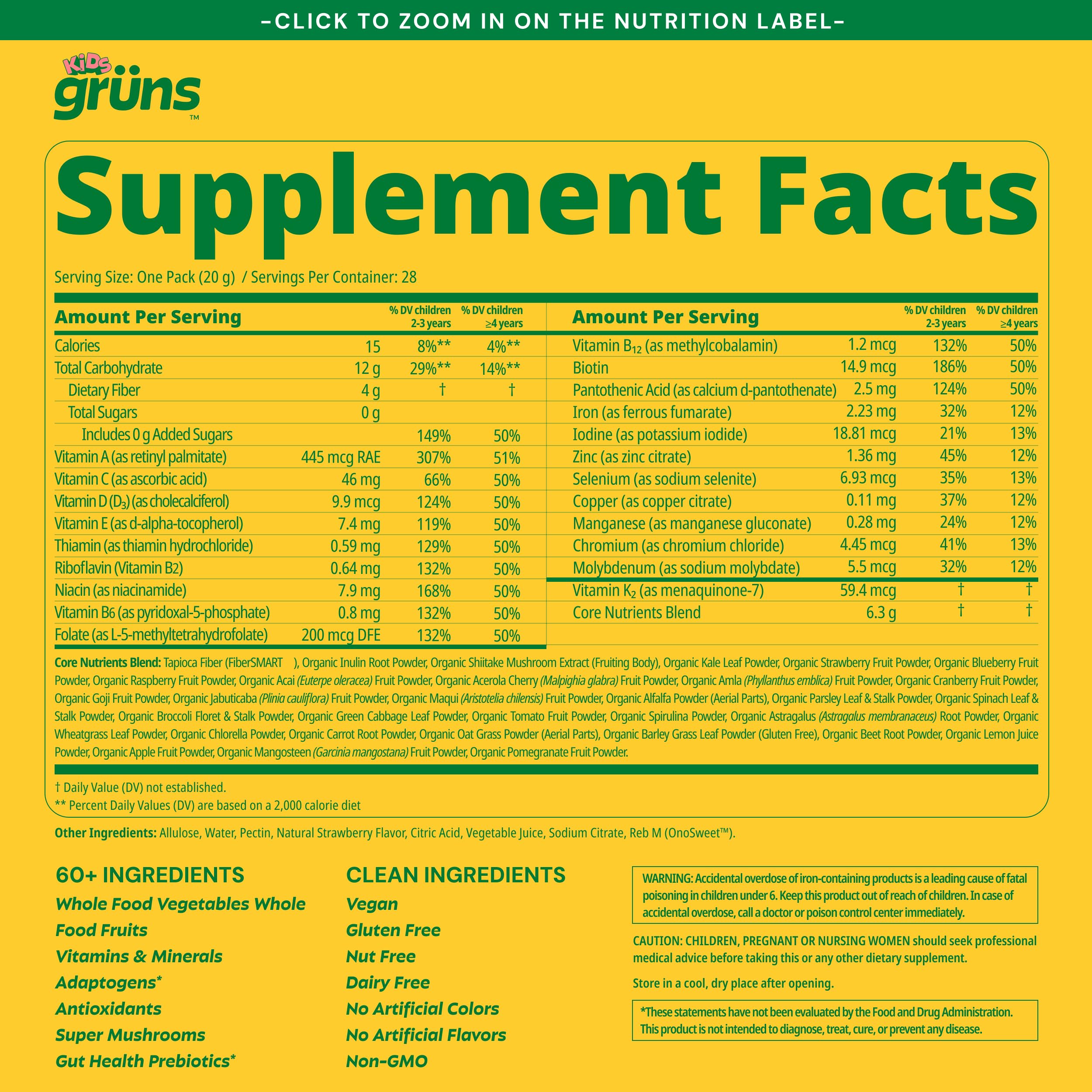 Gruns Multivitamin for Kids, Super Greens Gummies, Superfood Gummy Bears with 20+ Vitamins & Minerals, Spirulina, Chlorella, Alfalfa, Prebiotics Fiber for Digestive Health Grüns buy supplements canada